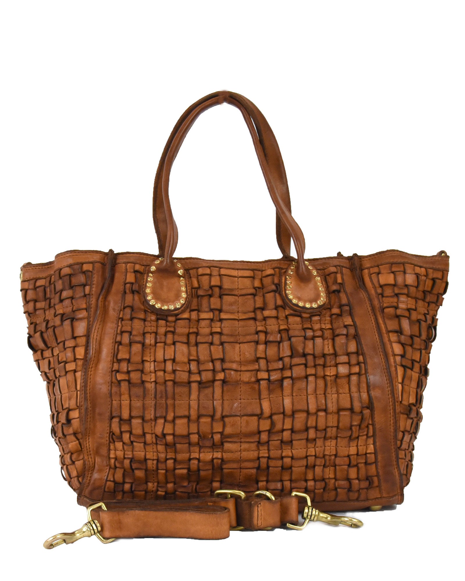 Bolso shopper trenzado piel