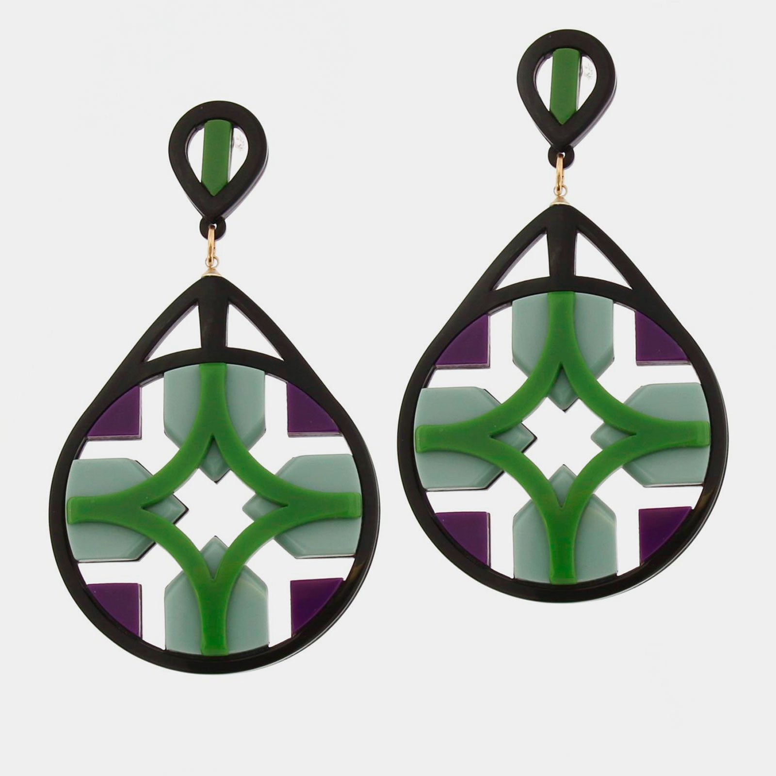 Purple and green lattice pendant