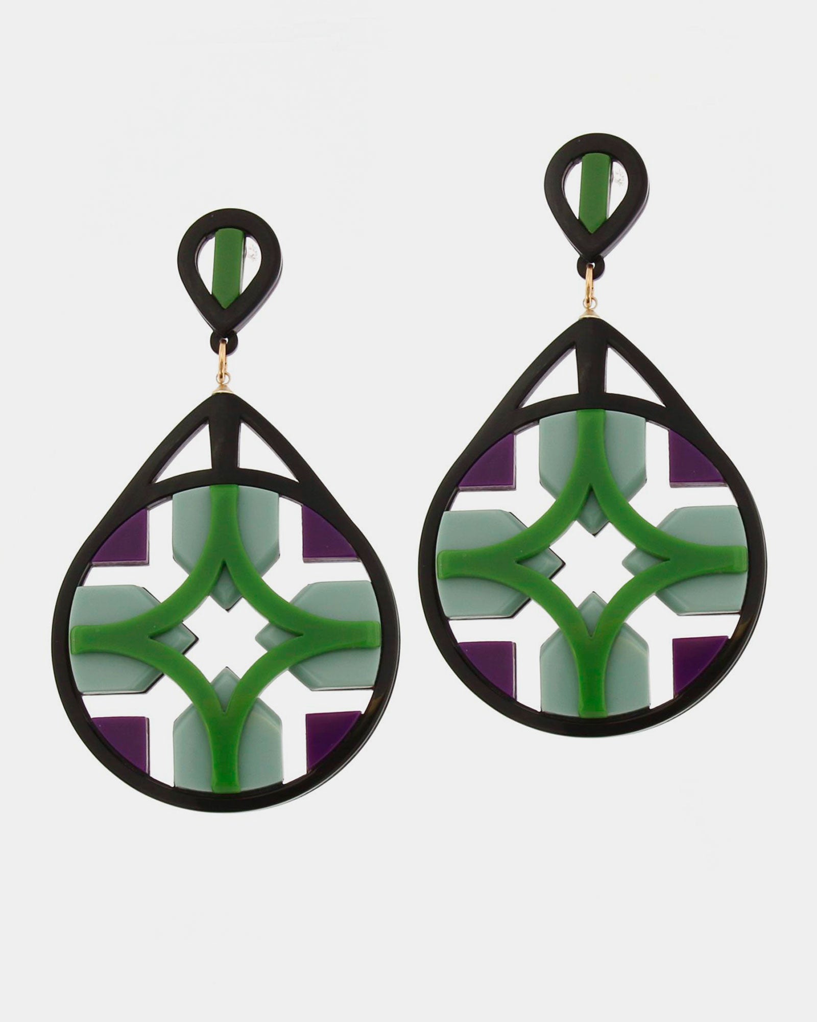 Purple and green lattice pendant
