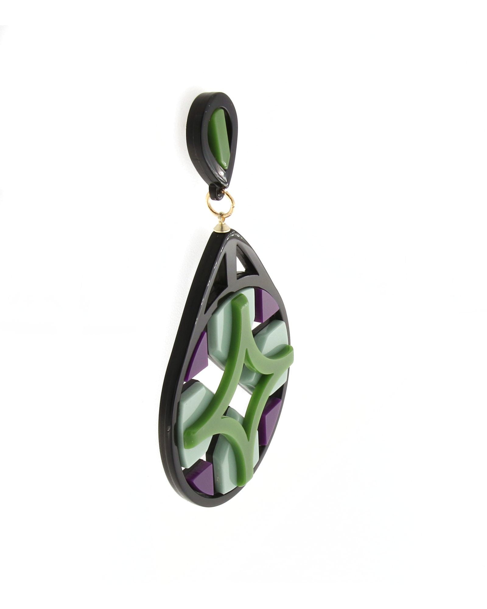Purple and green lattice pendant
