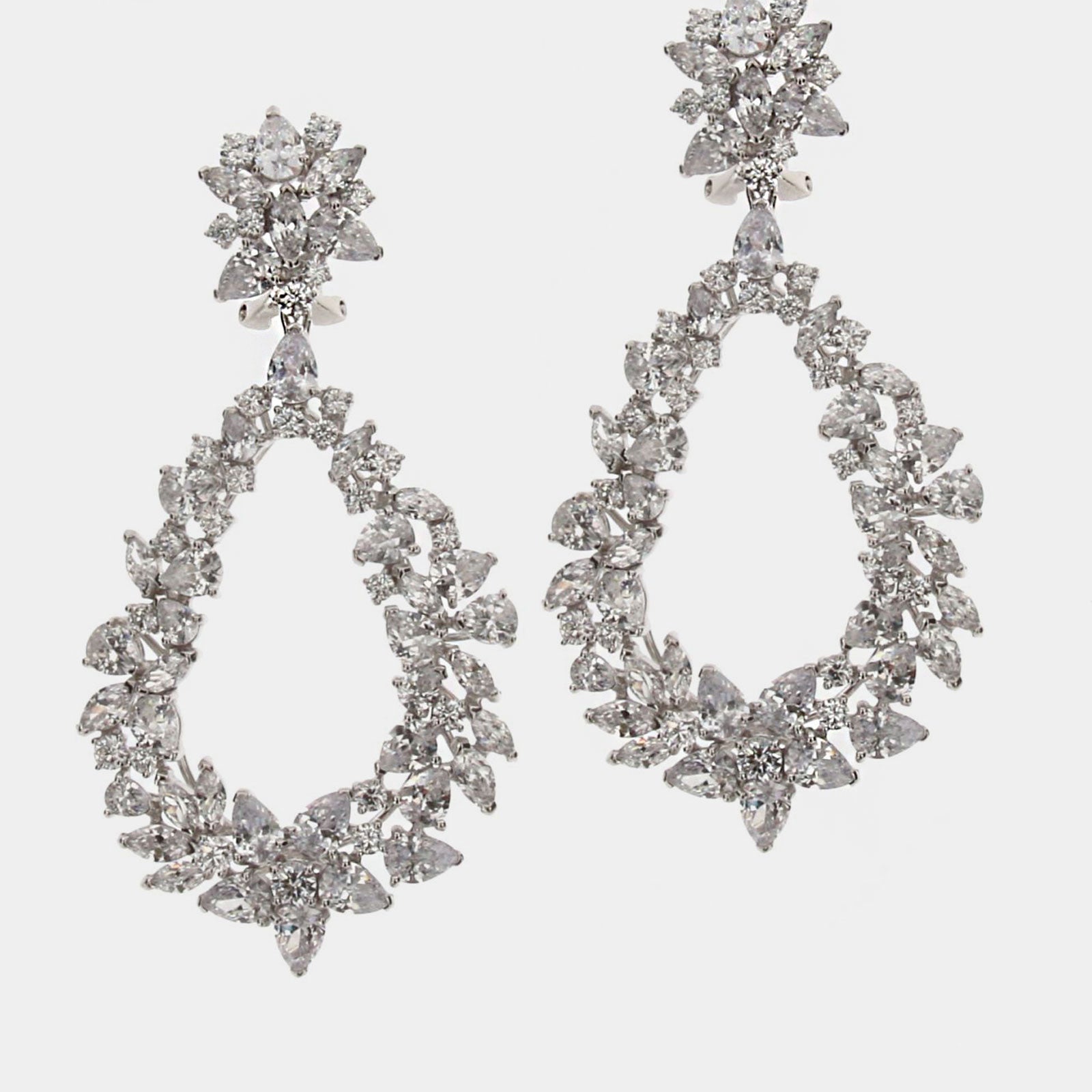 Silver and cubic zirconia teardrop earrings 