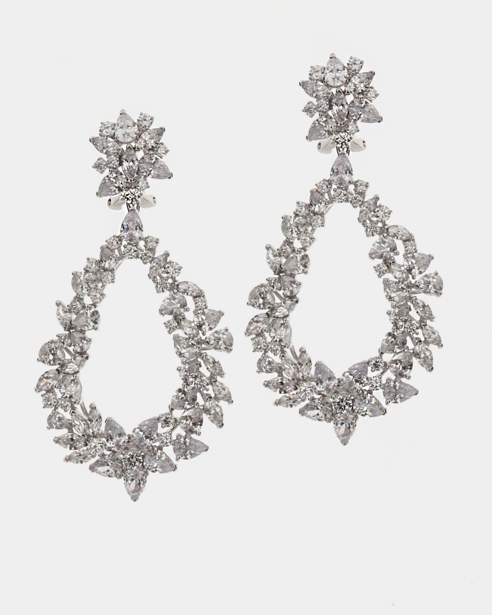 Silver and cubic zirconia teardrop earrings 