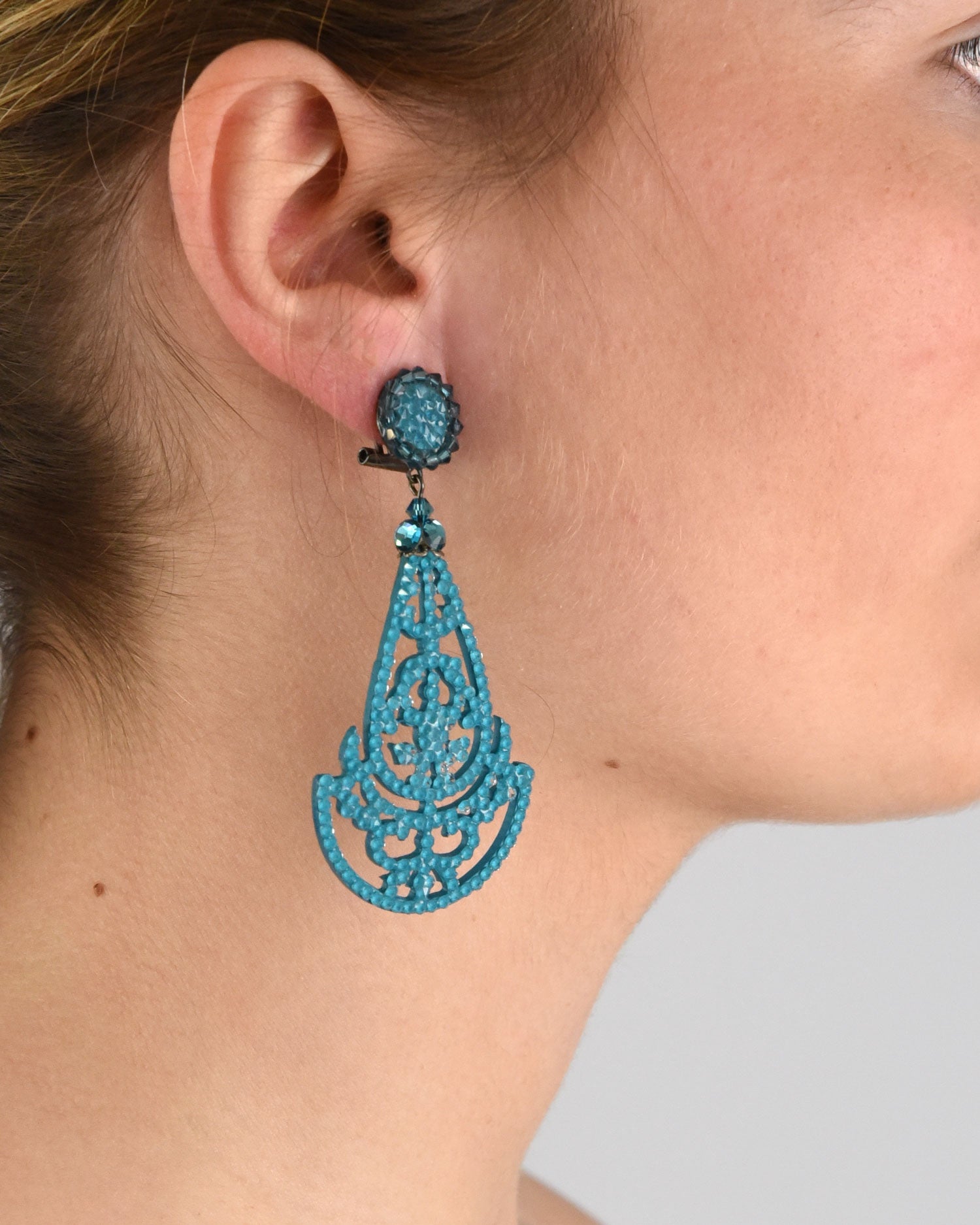 Boucles d'oreilles Dublos Swarovski bleu turquoise