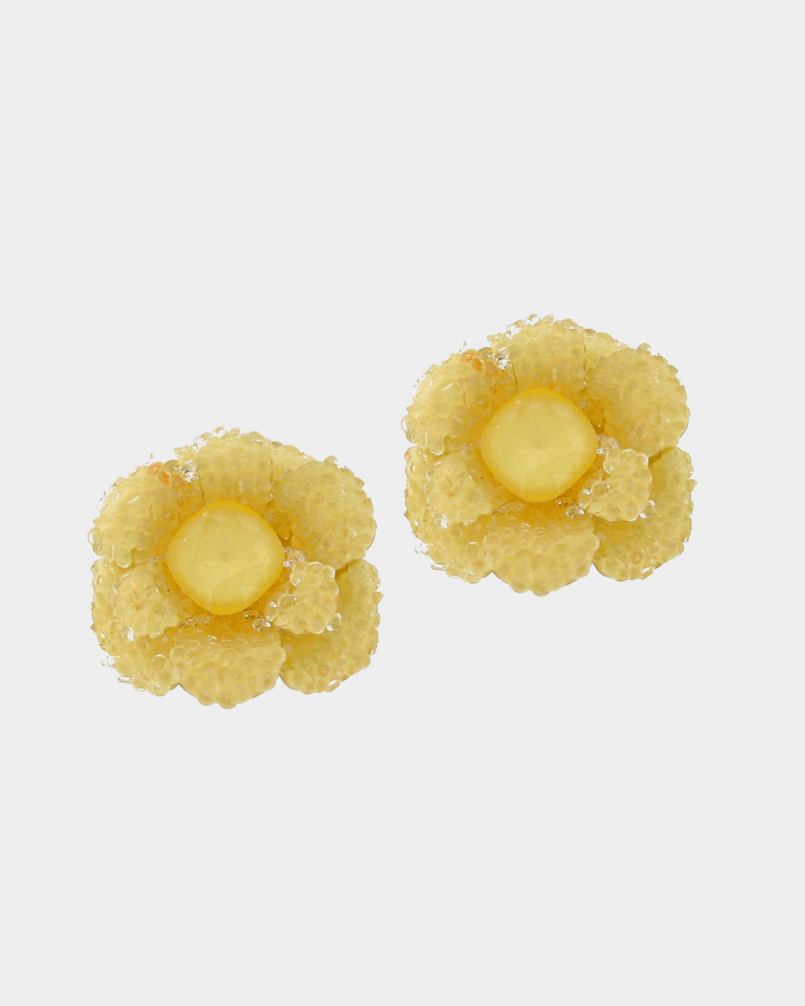 Yellow Swarovski flower earrings 