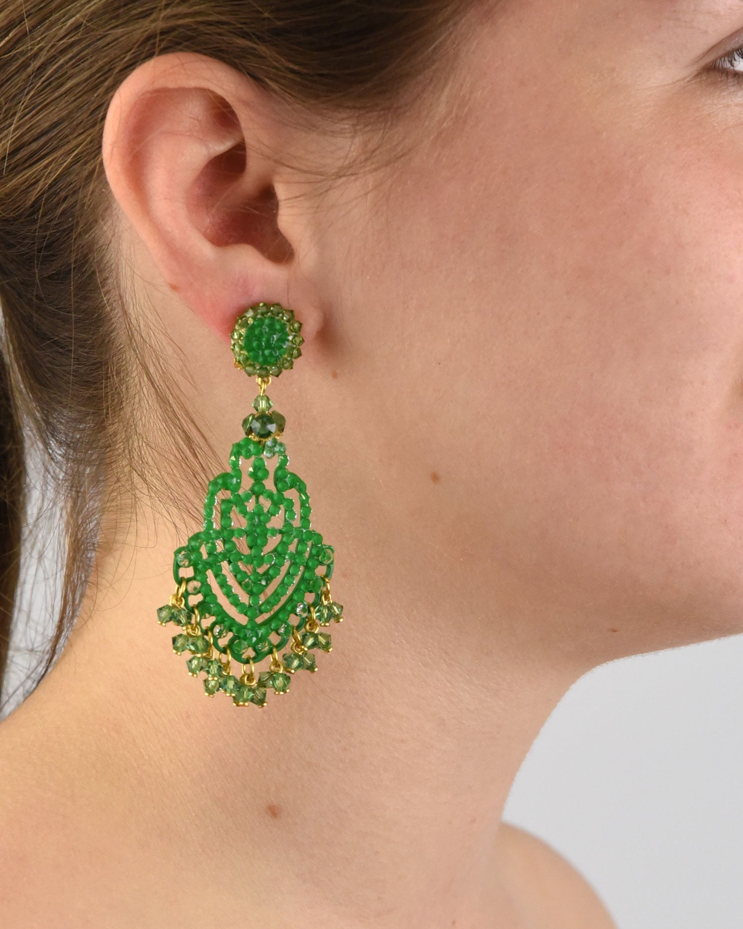 Dublos Swarovski green earrings