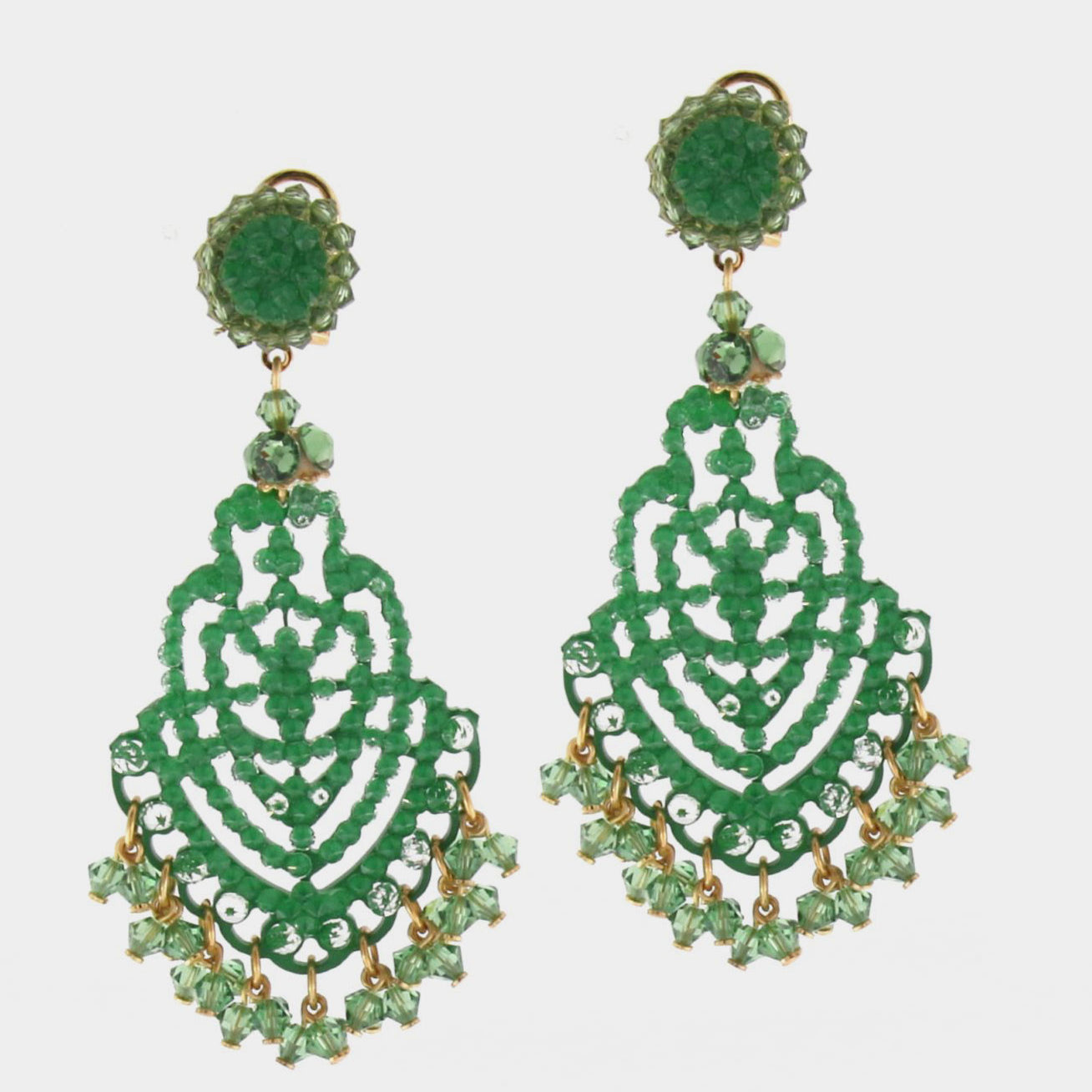 Dublos Swarovski green earrings