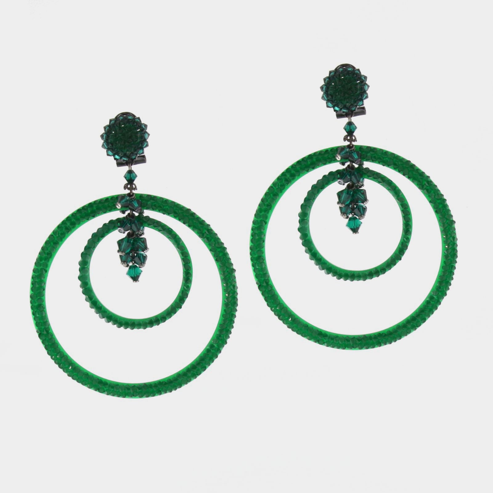 Dublos Swarovski green hoop earrings