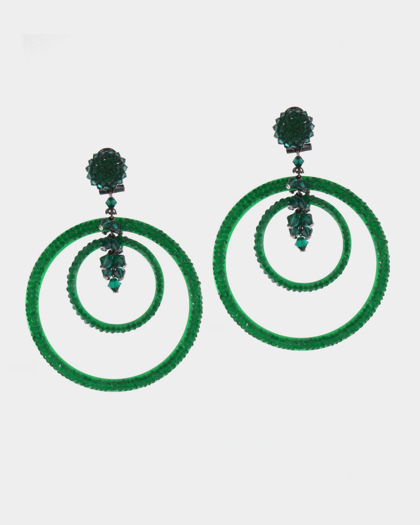 Dublos Swarovski green hoop earrings