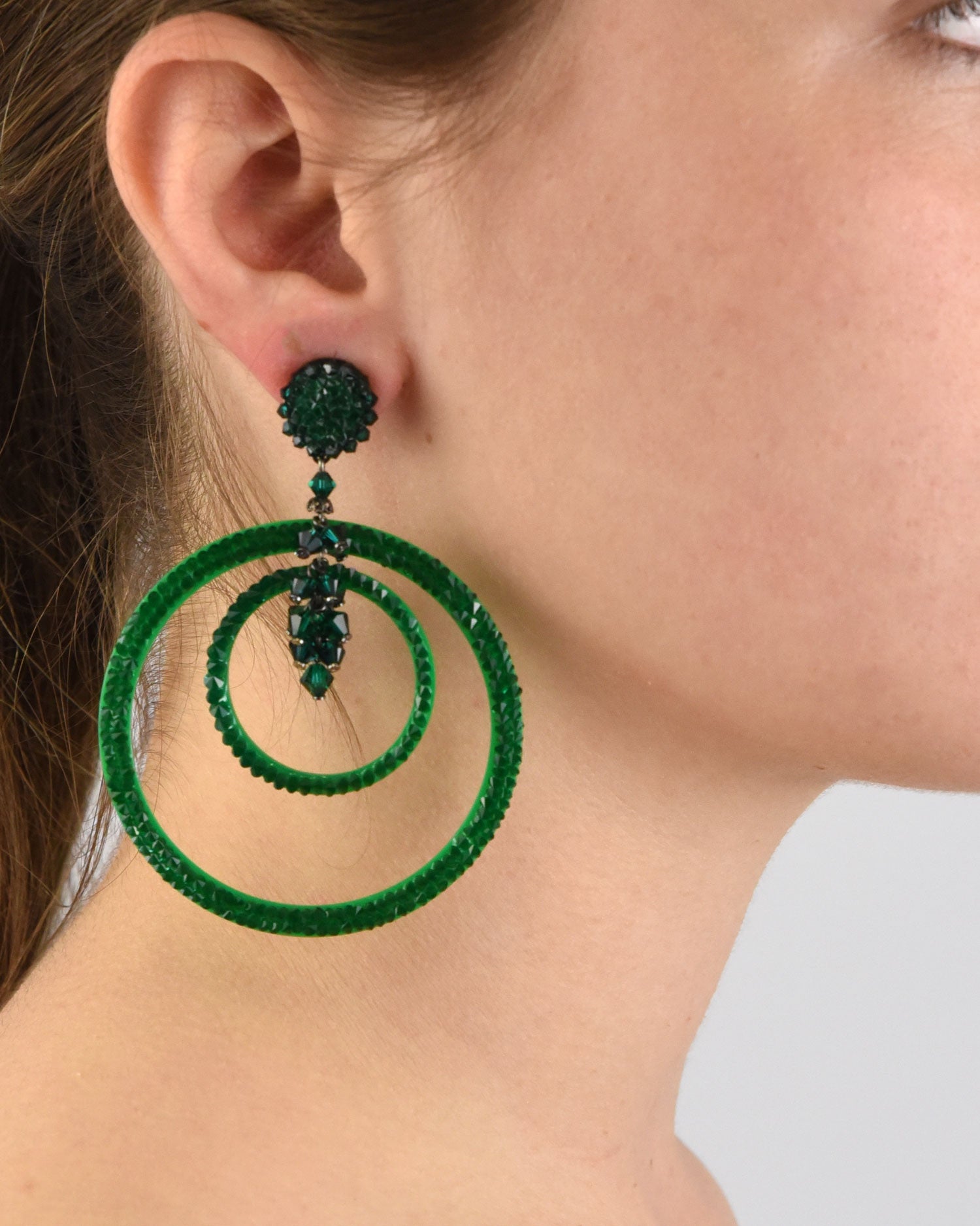 Dublos Swarovski green hoop earrings