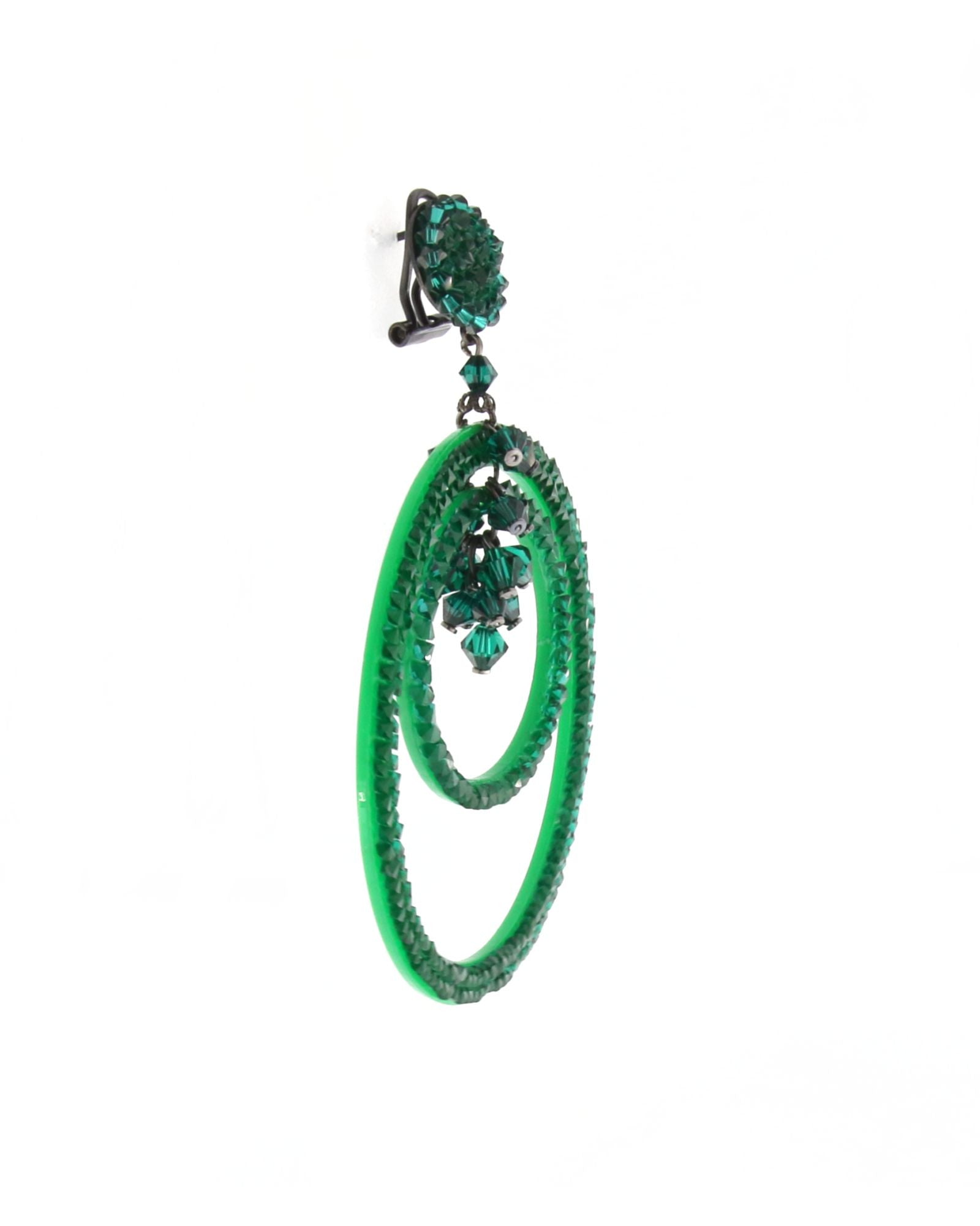 Dublos Swarovski green hoop earrings