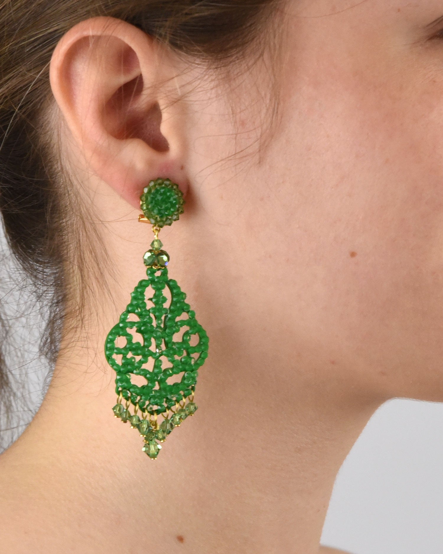 Pendientes Dublos cristales Swarovski verde