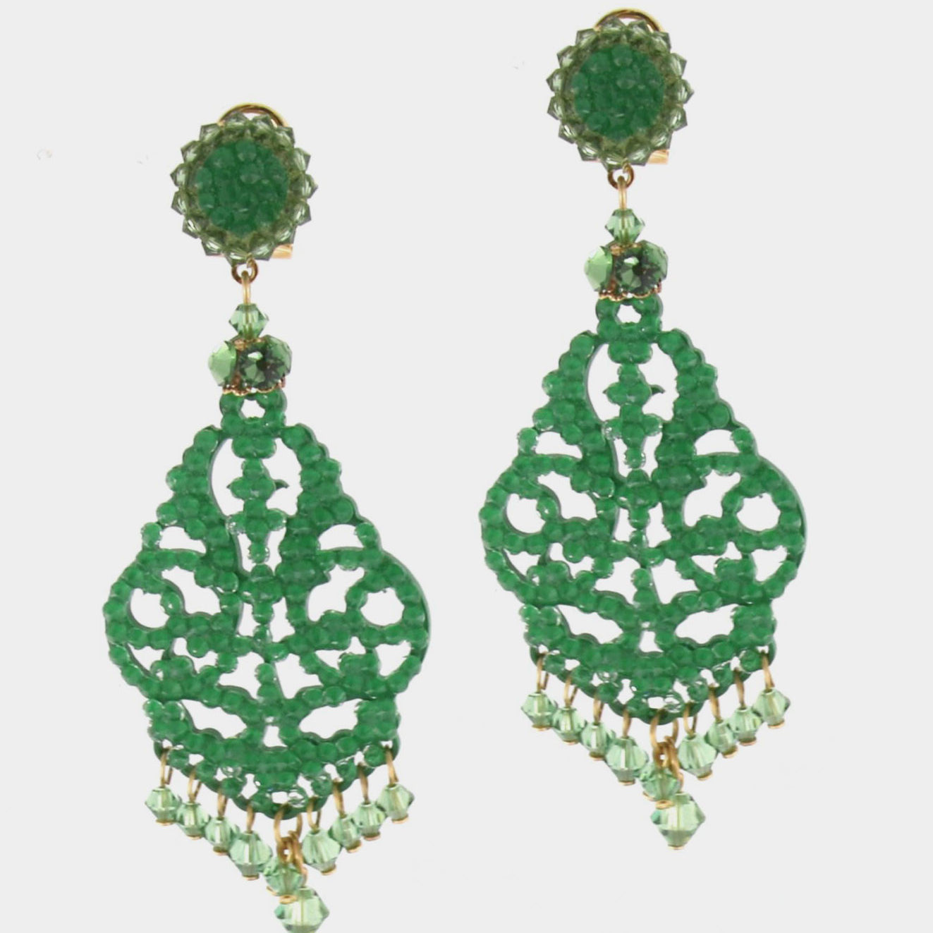 Pendientes Dublos cristales Swarovski verde