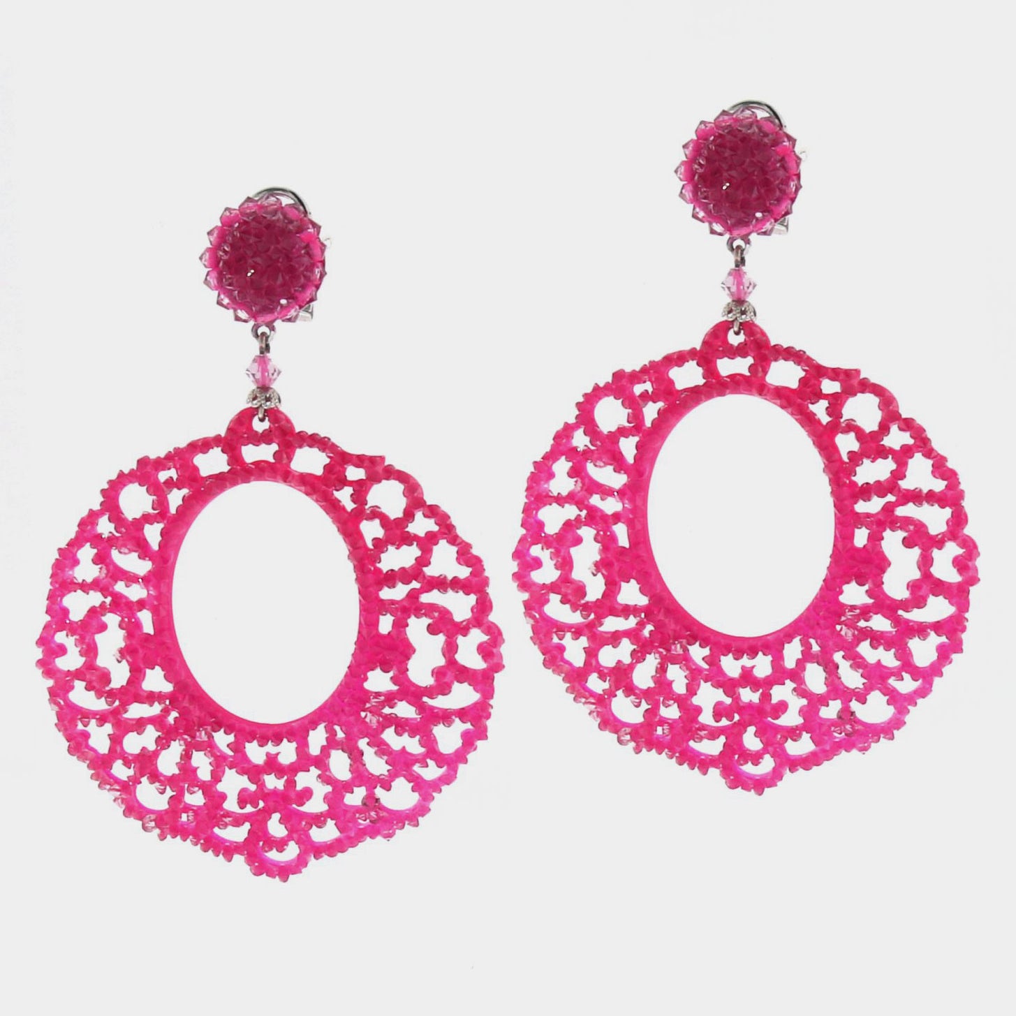 Pendientes Dublos cristales Swarovski rosa