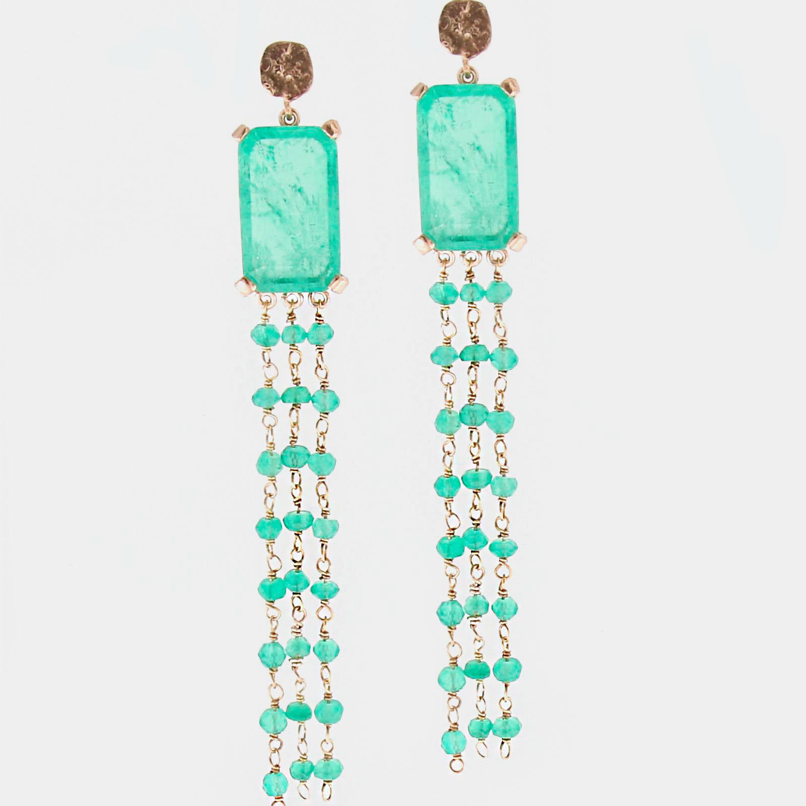 Pendiente plata y cristal verde