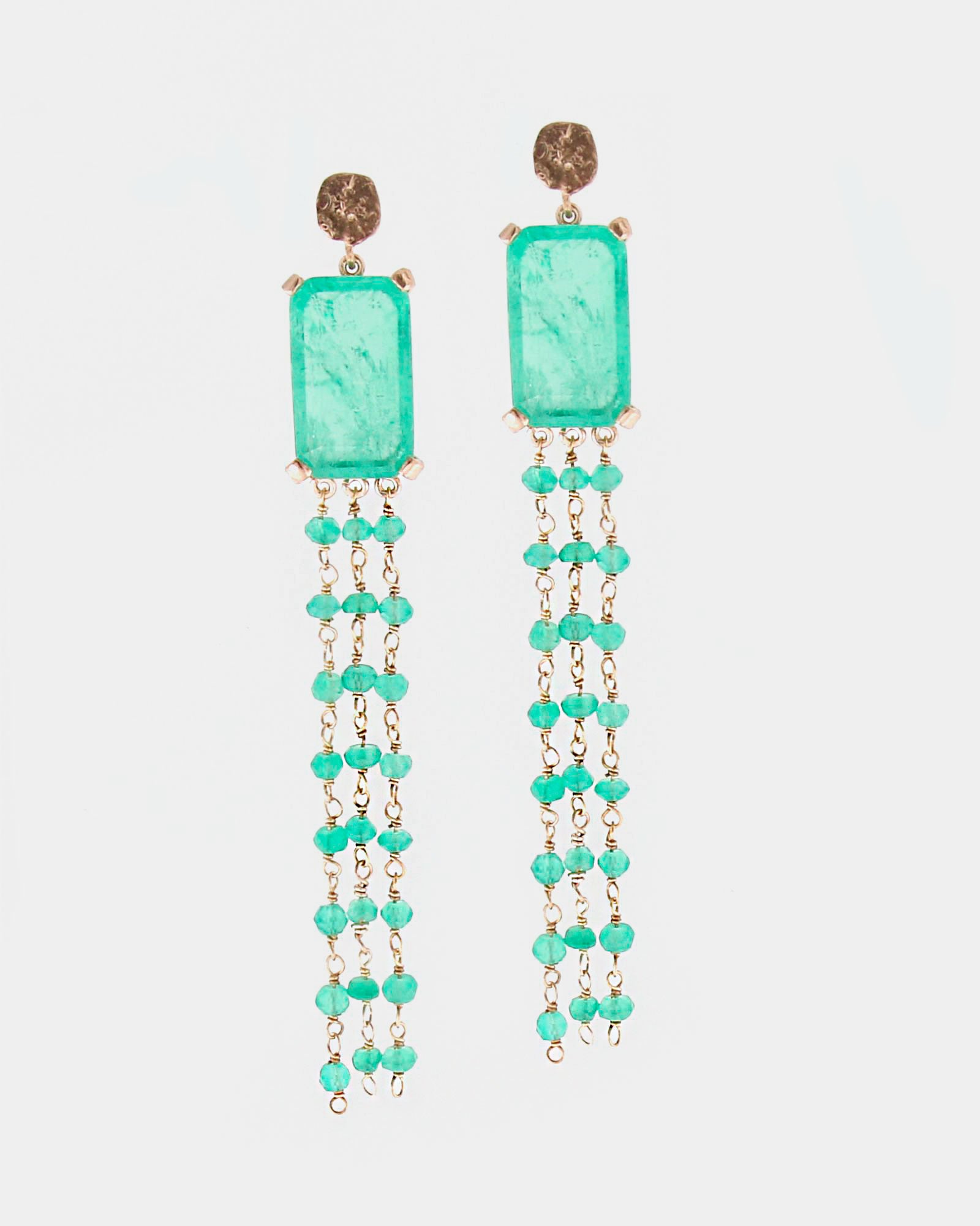 Pendiente plata y cristal verde