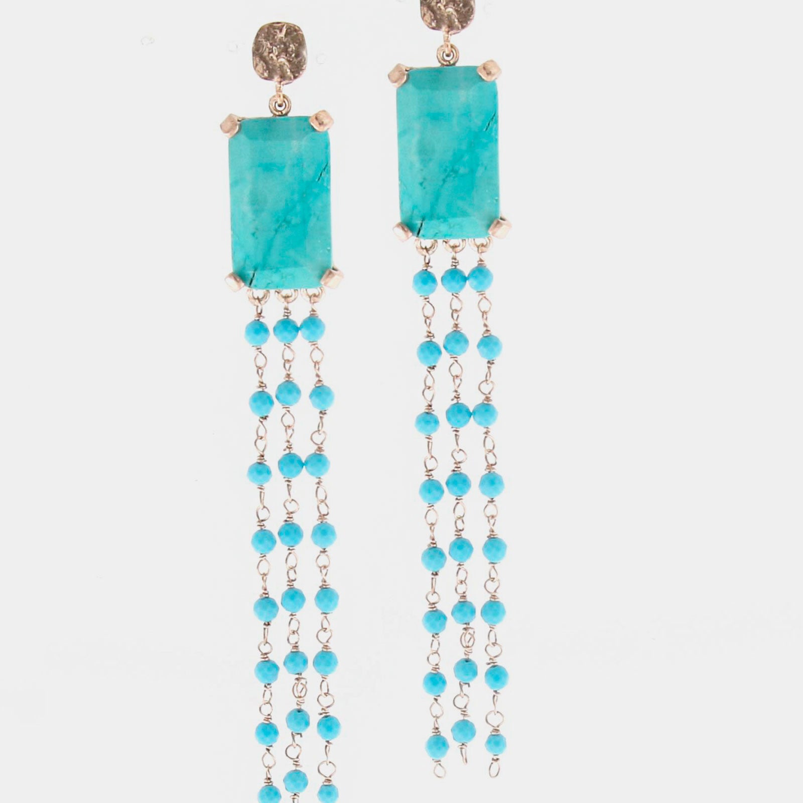 Pendientes plata y cristal azul turquesa