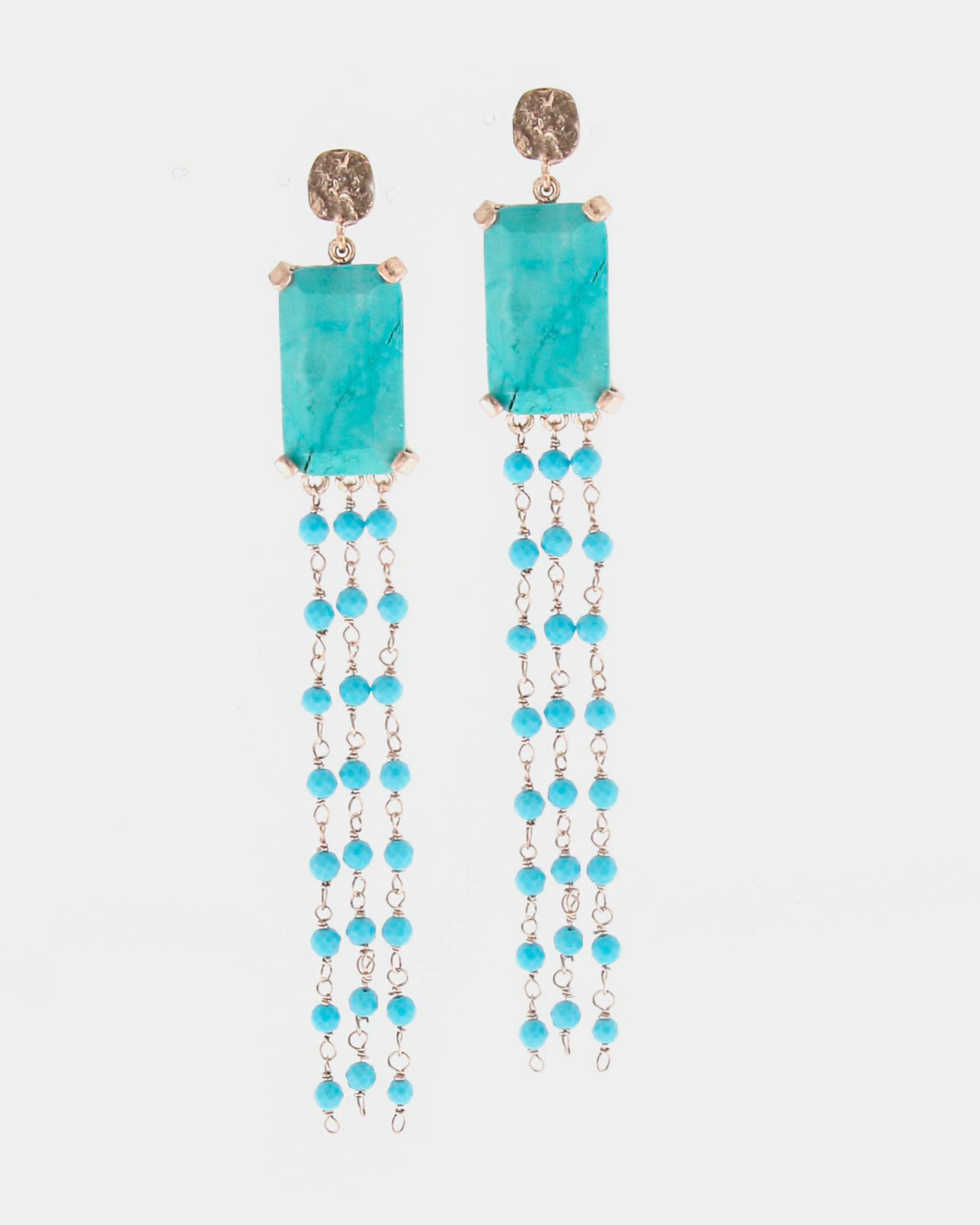 Pendientes plata y cristal azul turquesa