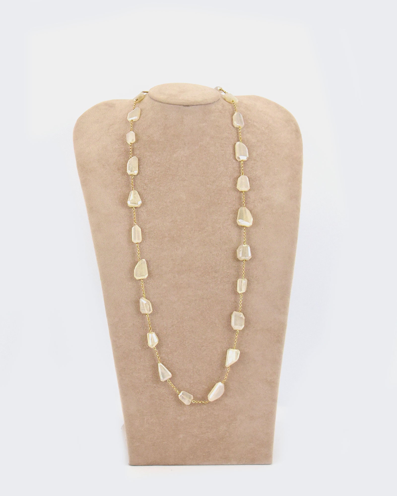 Collar largo plata y piedra luna