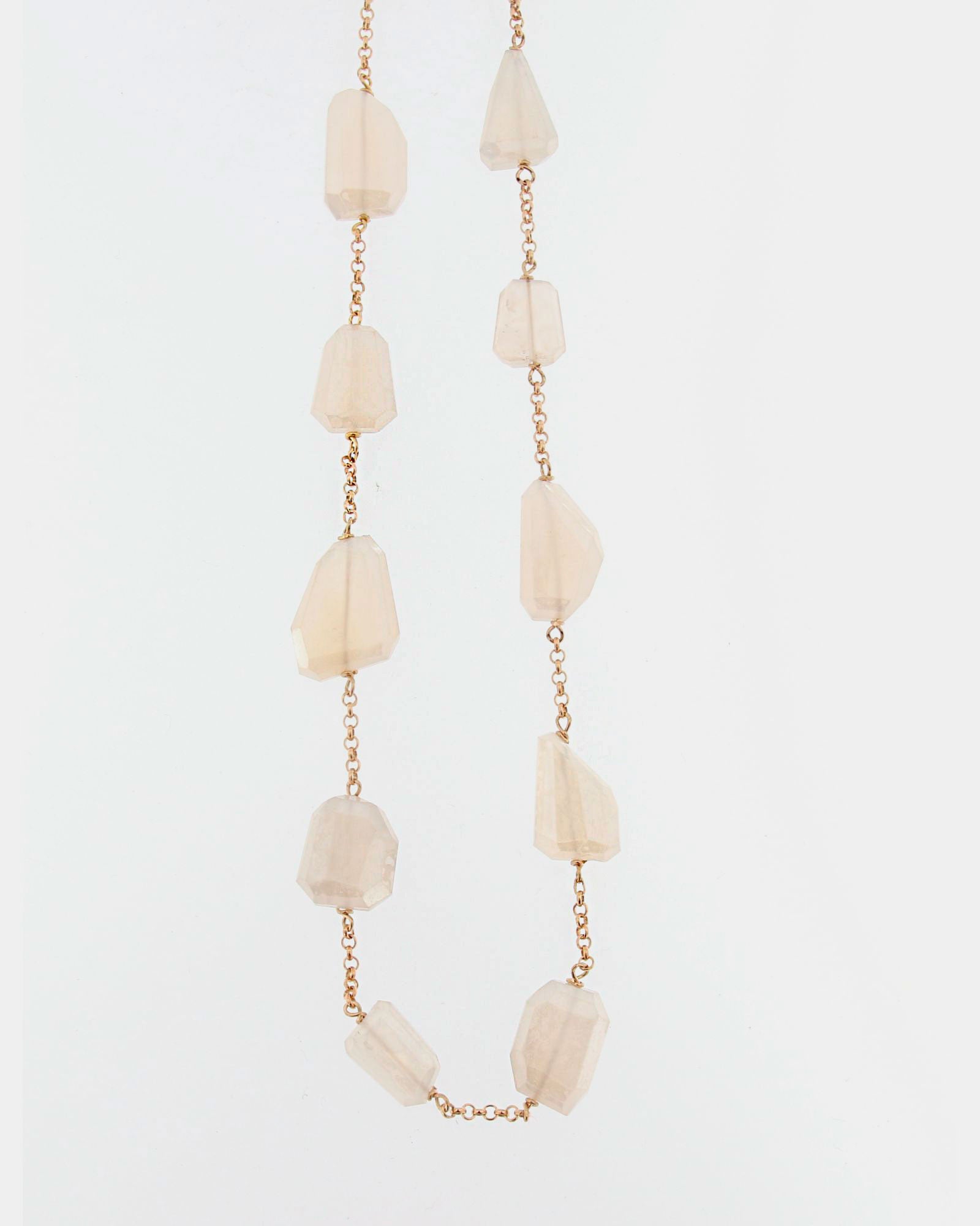 Collar largo plata y piedra luna