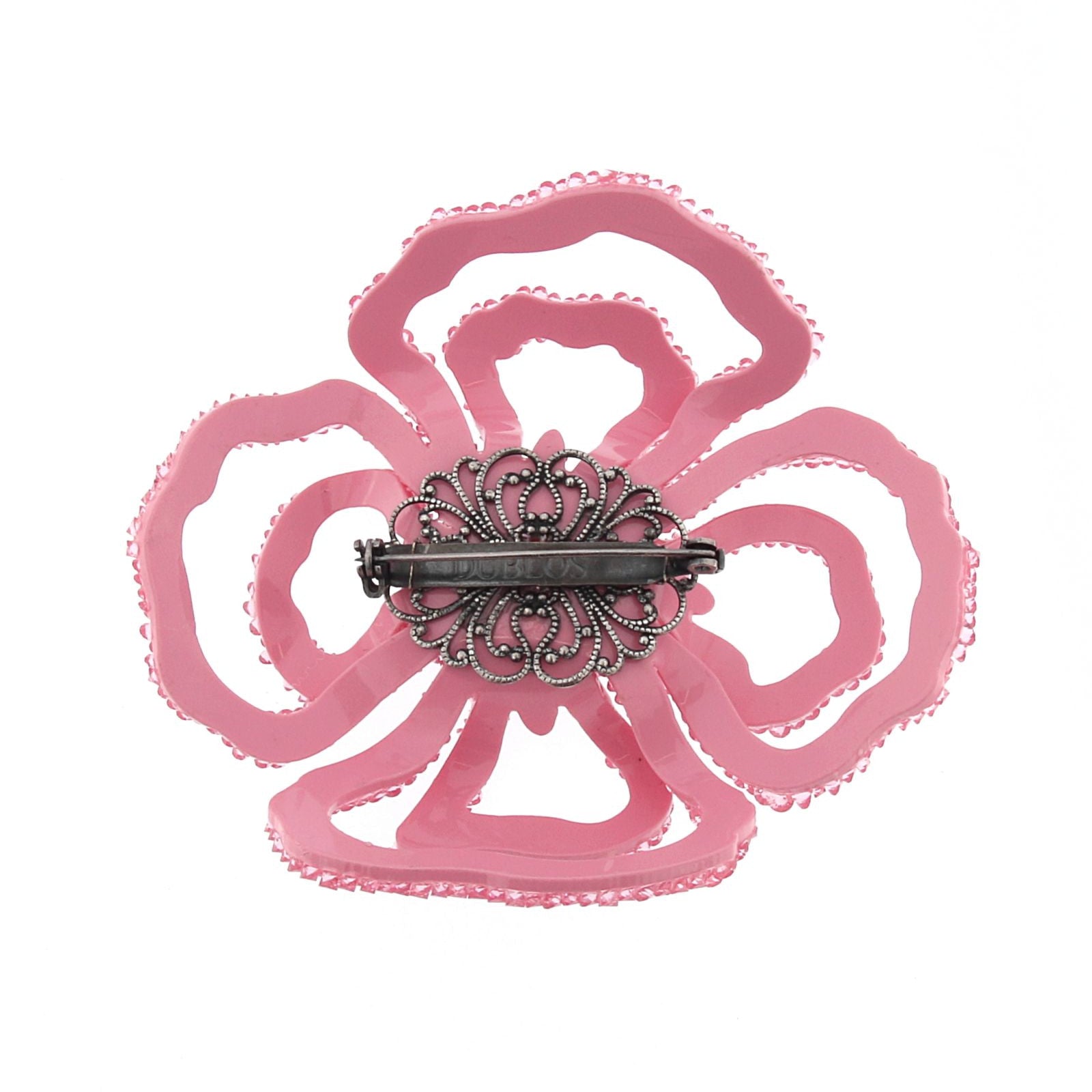 Broche swarovski flor rosa