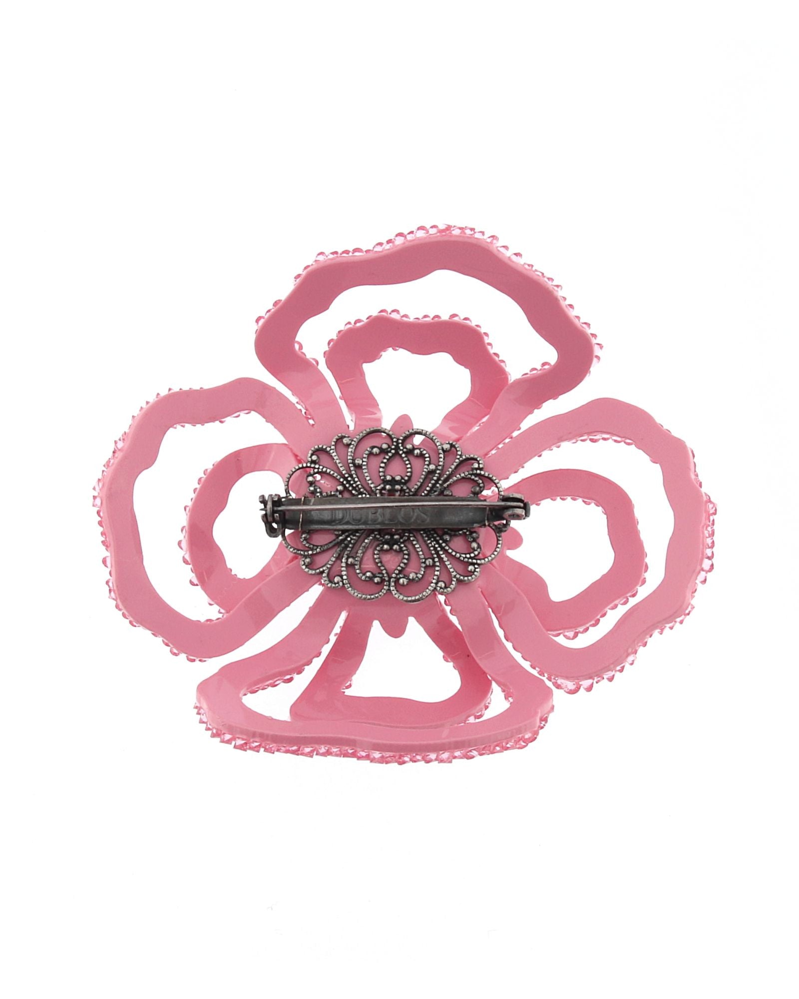 Broche swarovski flor rosa