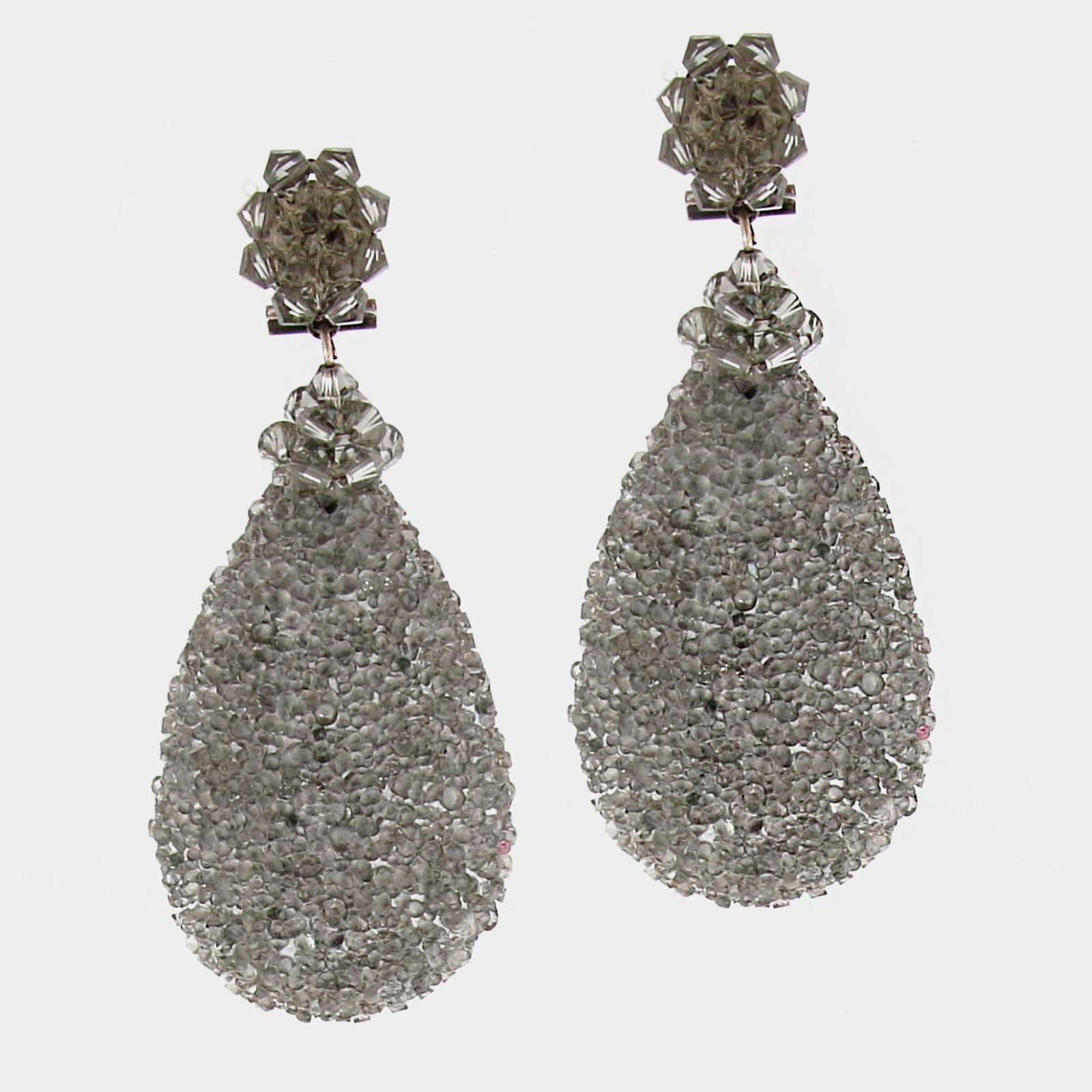 Dublos teardrop pendant with Swarovski crystals in grey