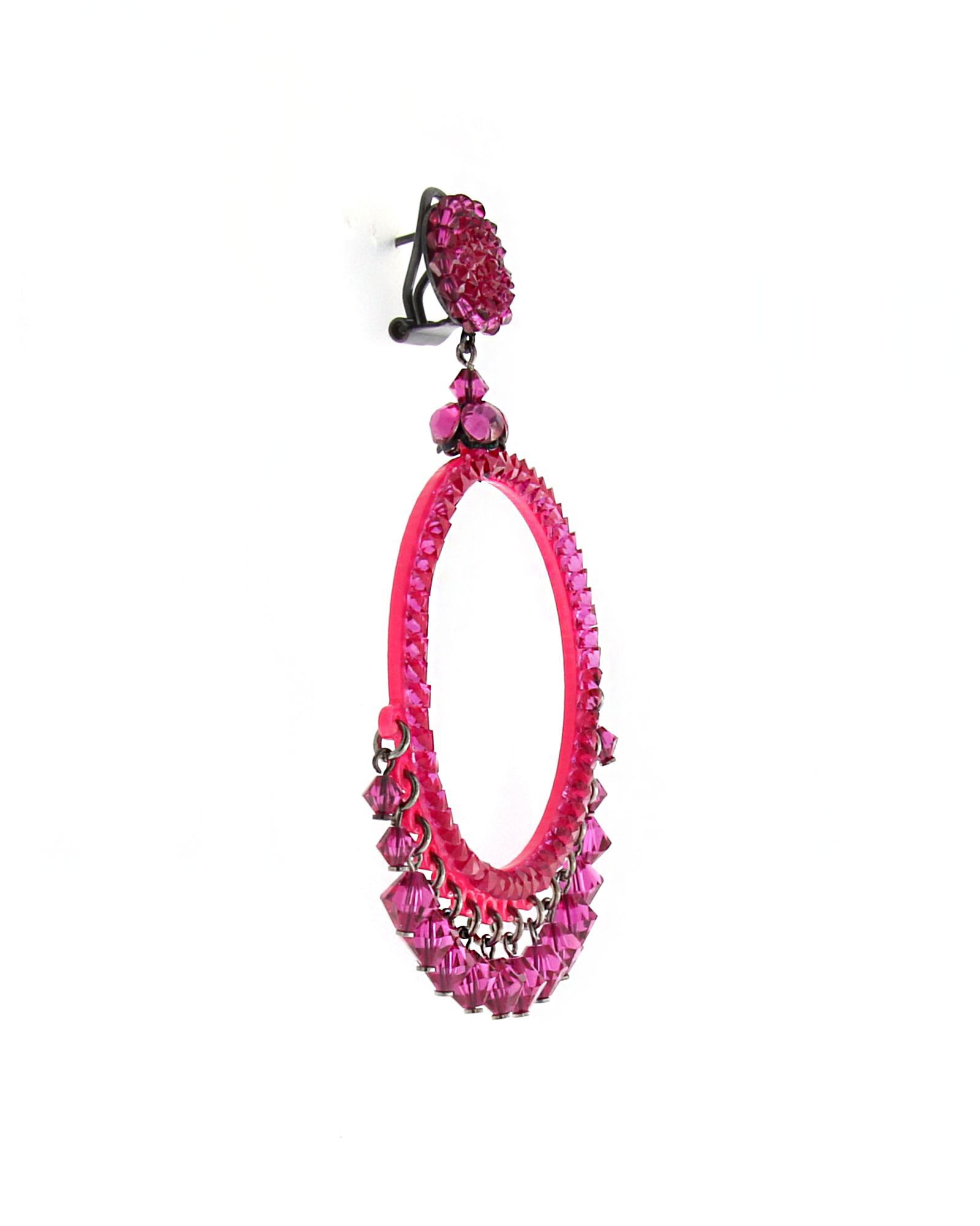 fuchsia Swarovski hoop earrings 