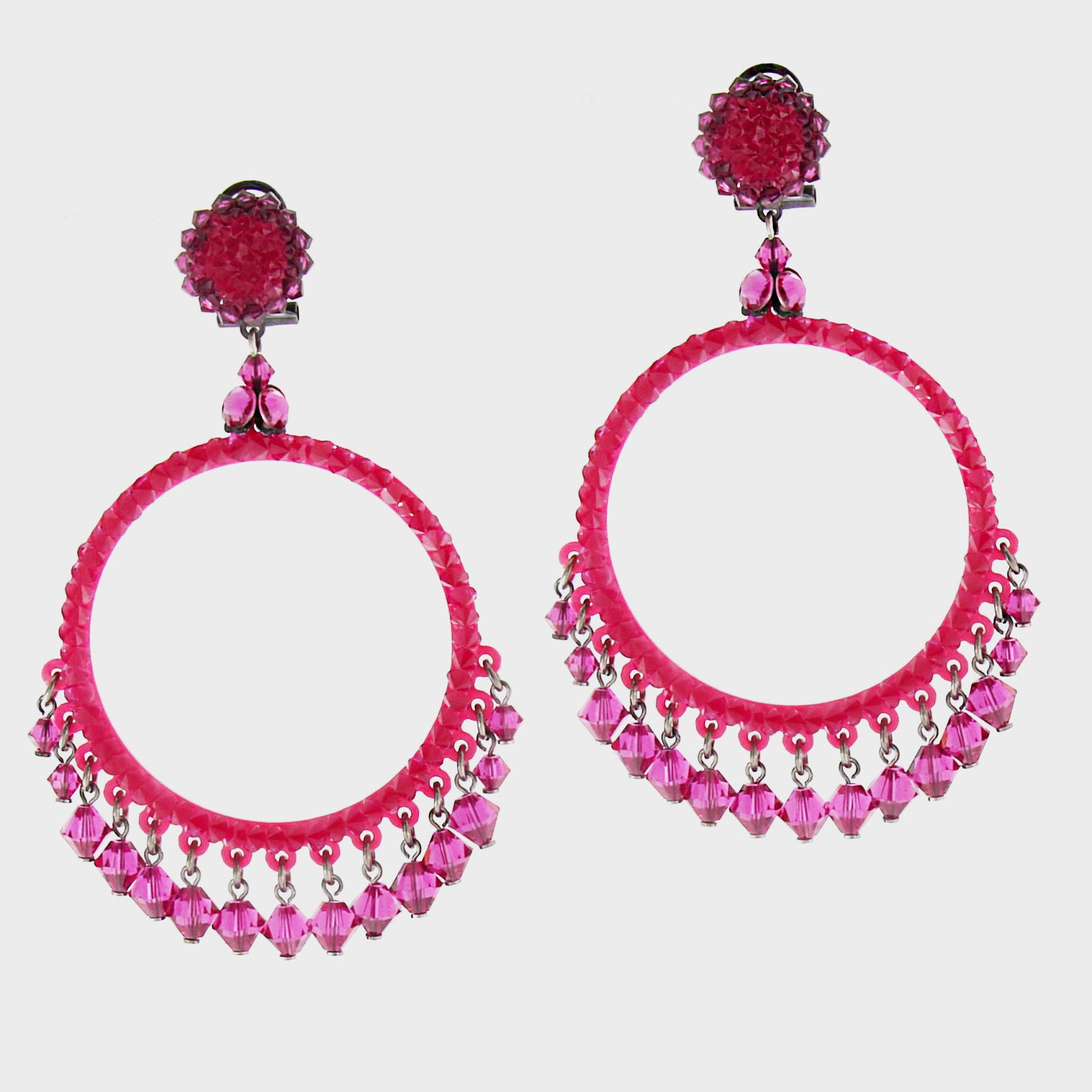 fuchsia Swarovski hoop earrings 