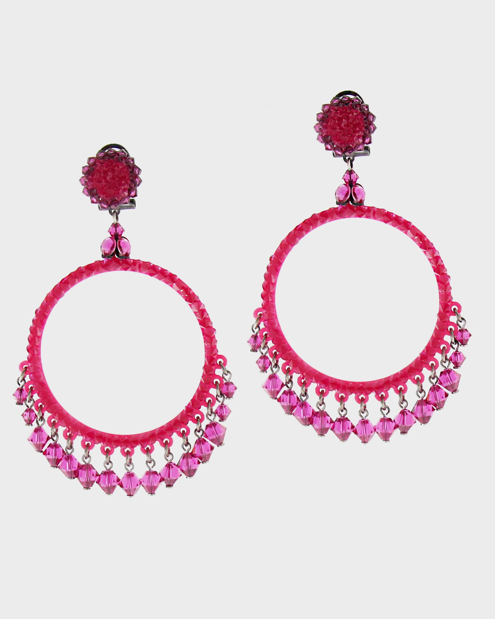 fuchsia Swarovski hoop earrings 