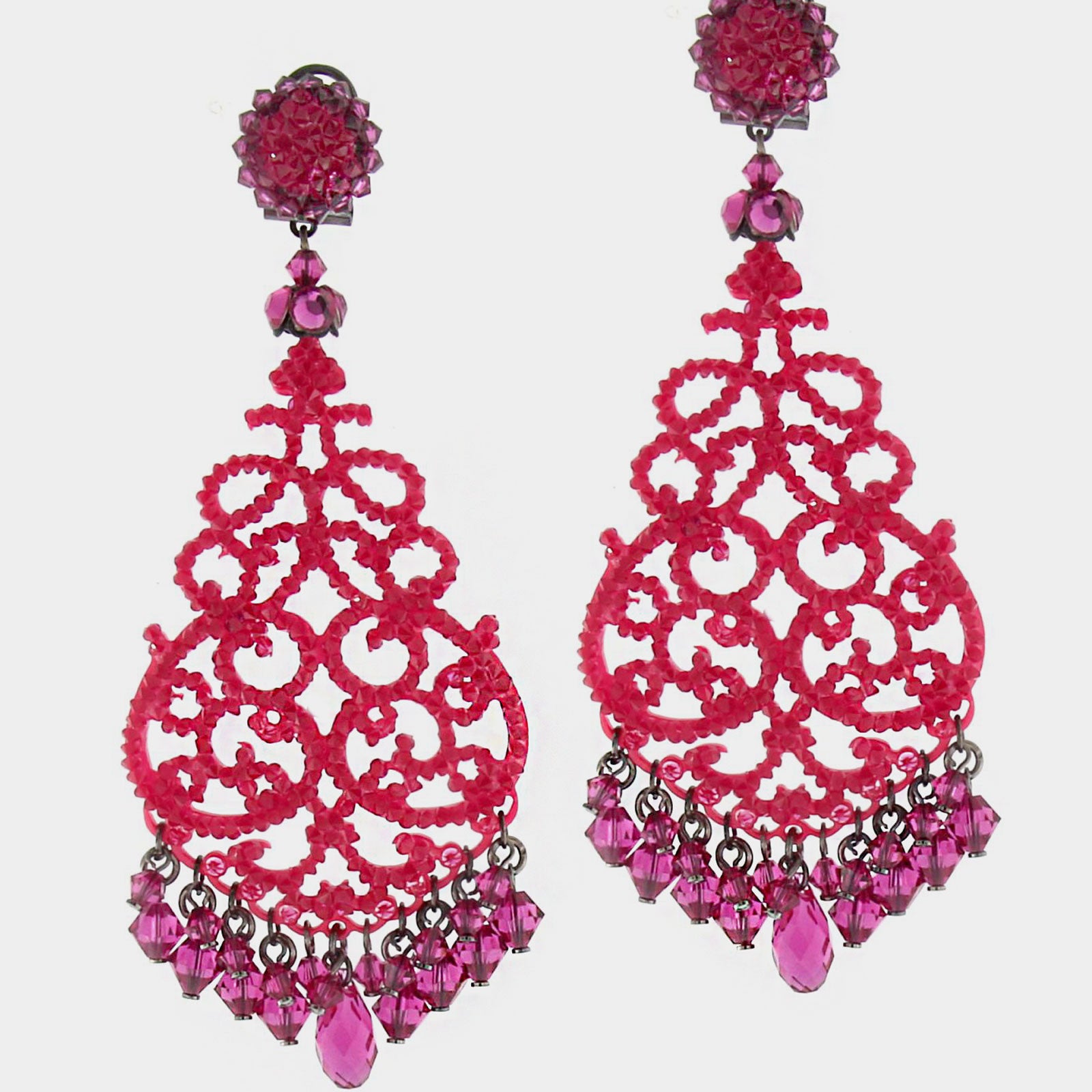 fuchsia Swarovski party earrings 