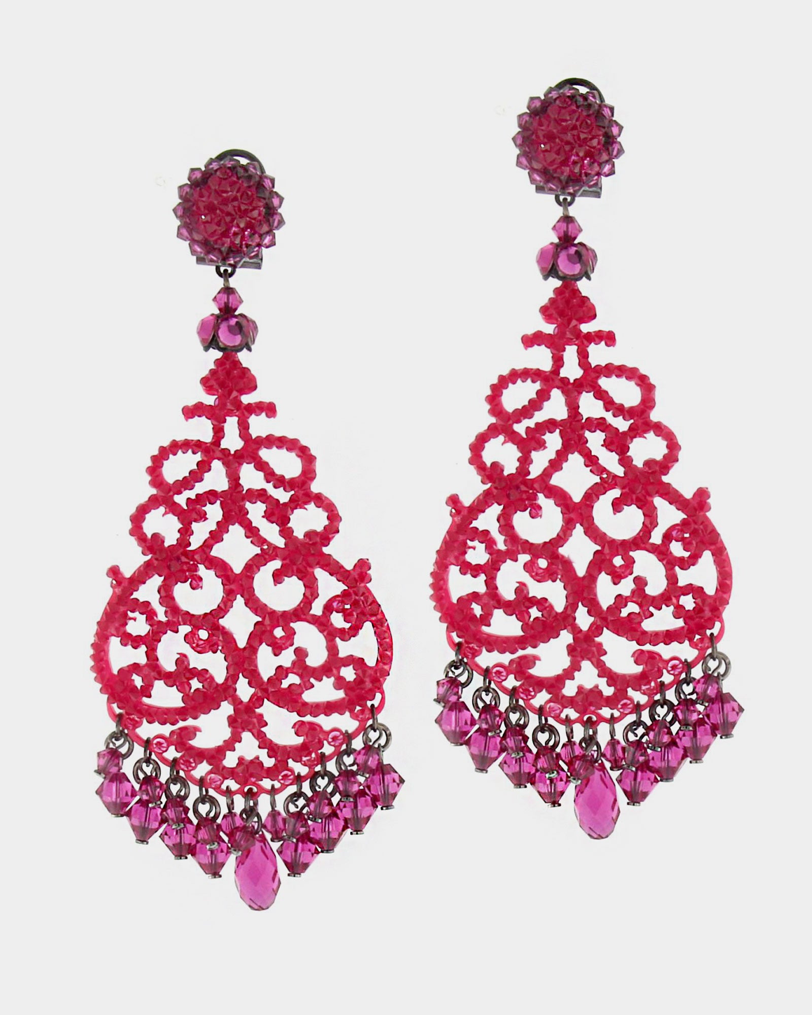 fuchsia Swarovski party earrings 