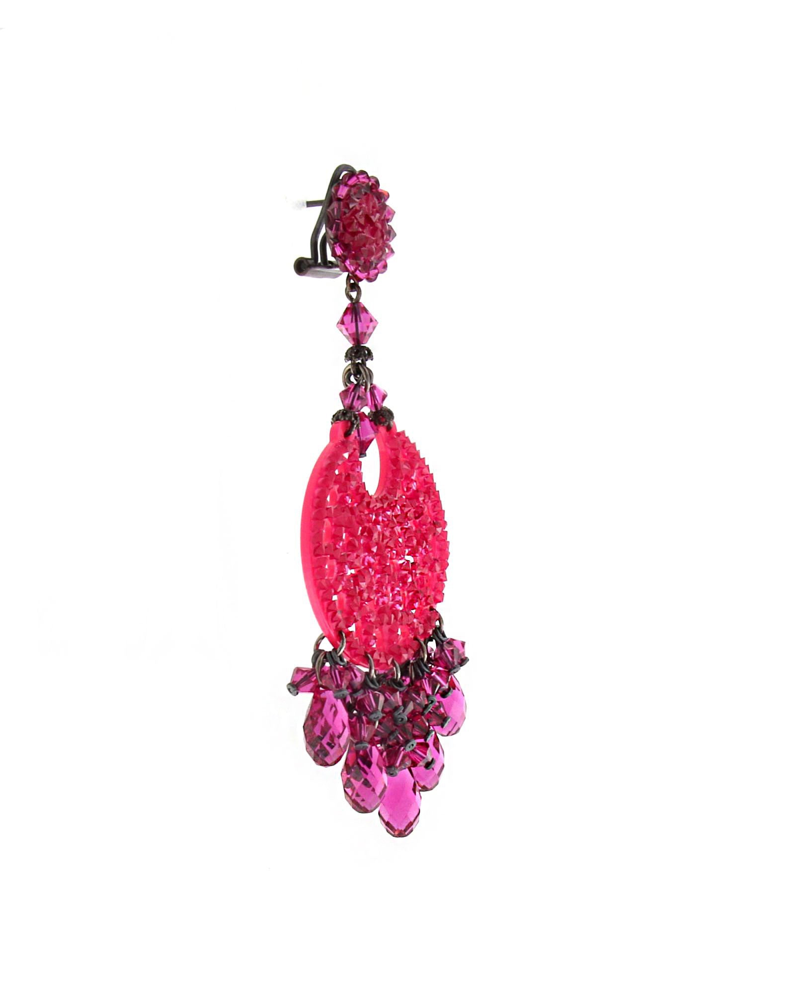 Pendientes swarovski fuxia