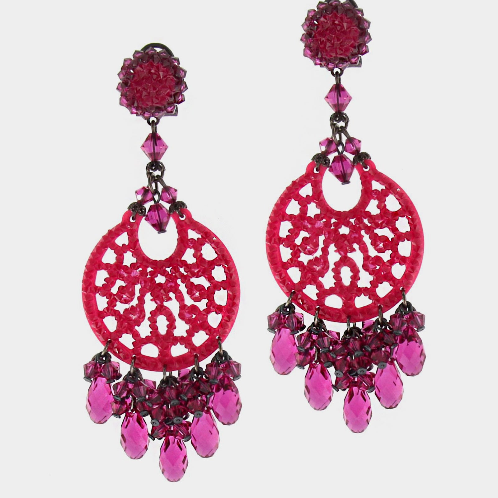Pendientes swarovski fuxia