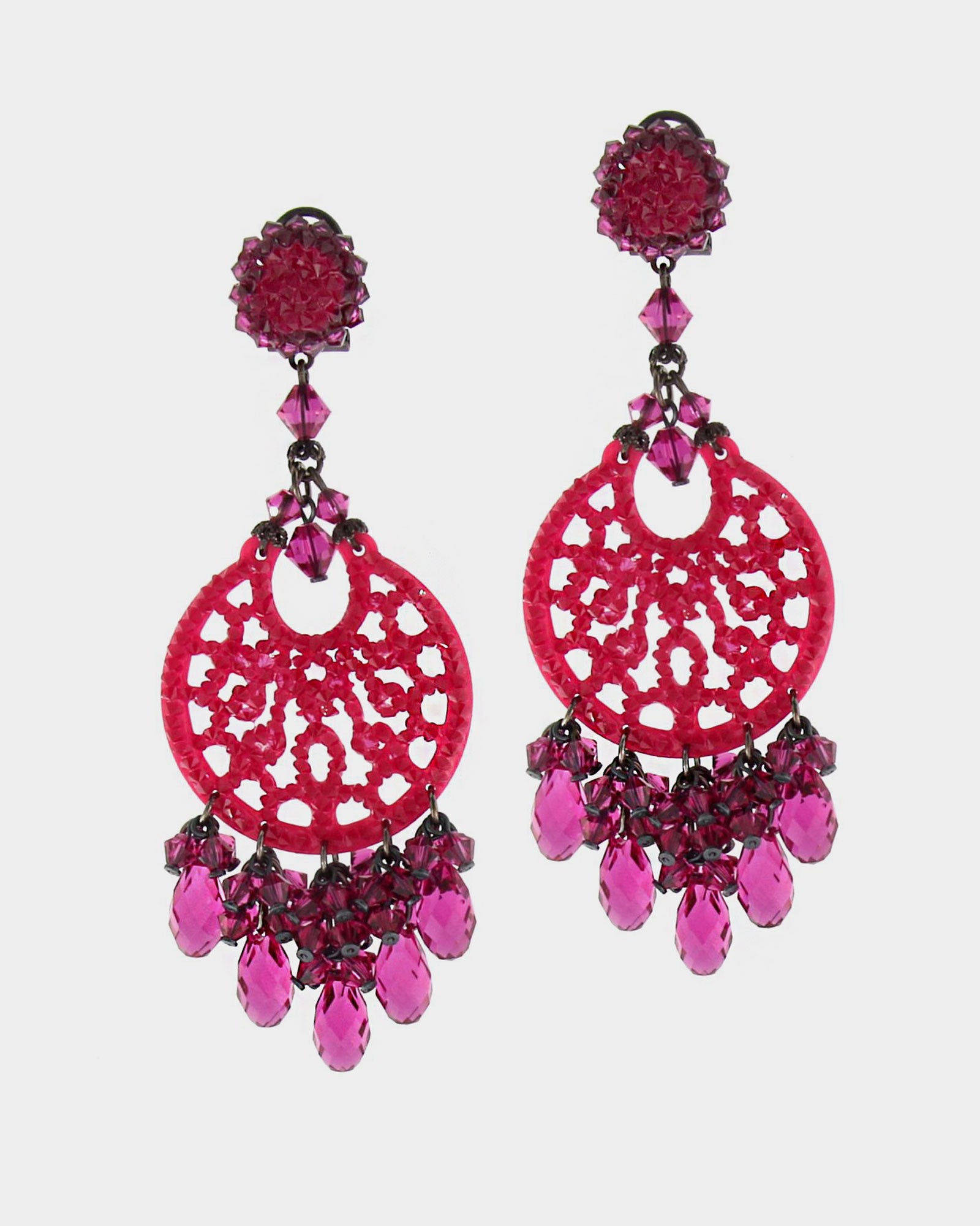 Pendientes swarovski fuxia