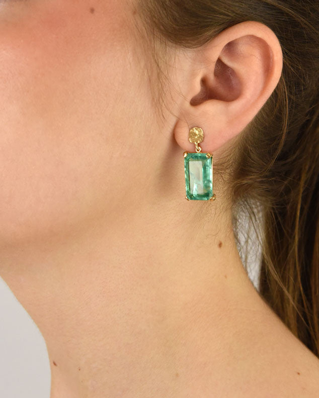 Pendientes plata y cristal esmeralda