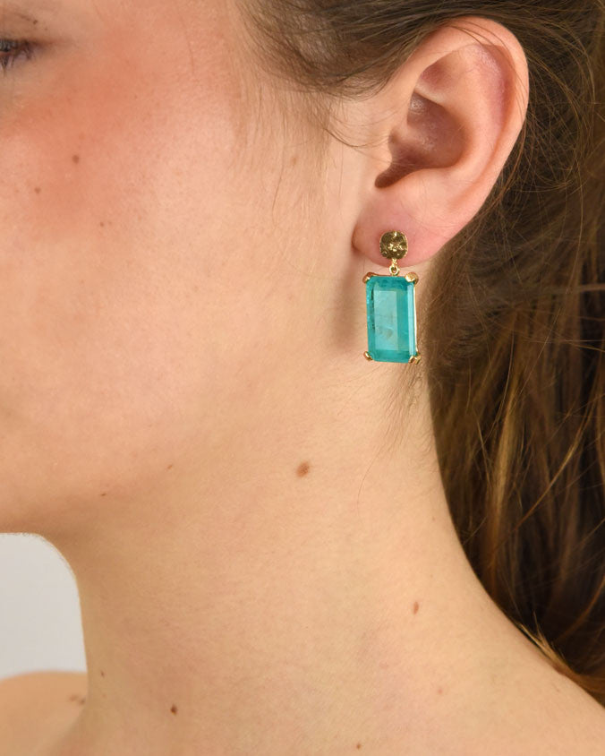 Pendientes plata y cristal turquesa