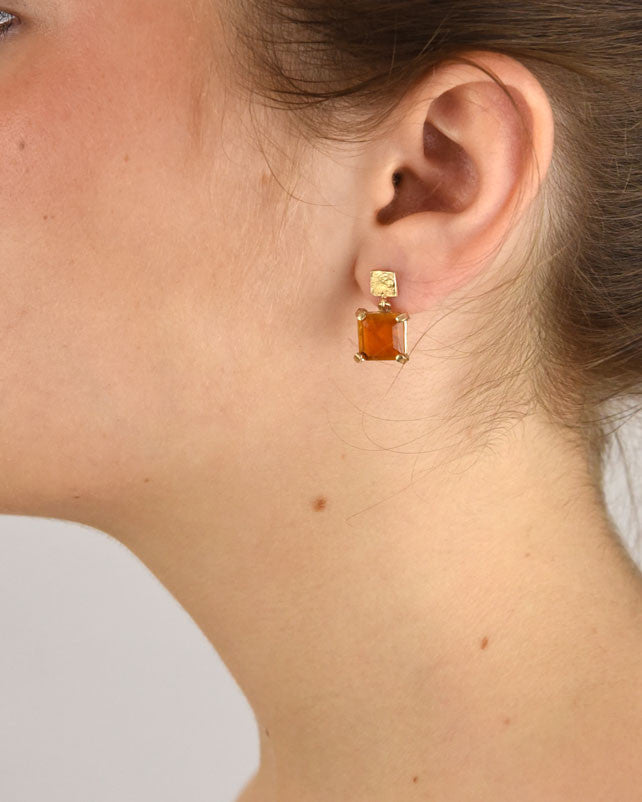 Pendientes plata y cristal madera