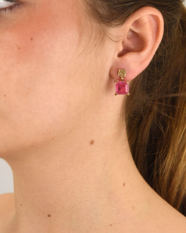 Pendientes plata y cristal fresa