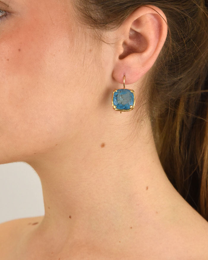 Pendientes plata y cristal Blue