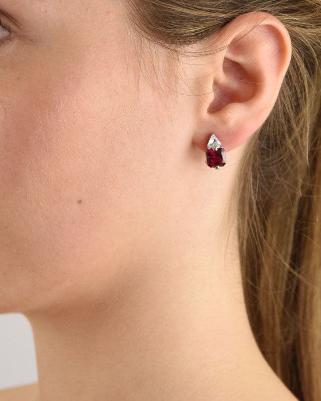 Pendientes plata y zirconita rojo rubí