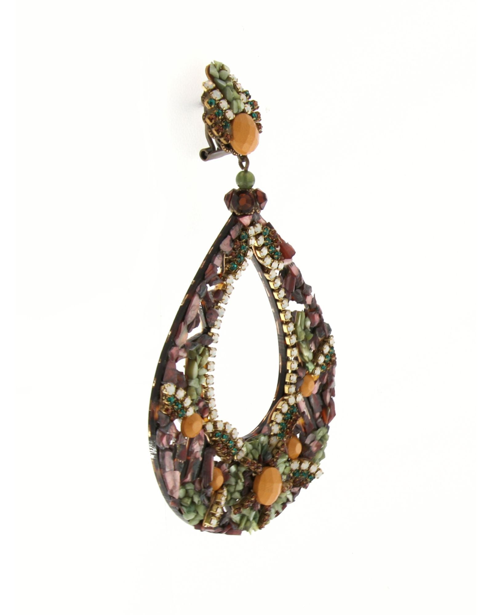 Bell earrings with mother-of-pearl and rhinestones 