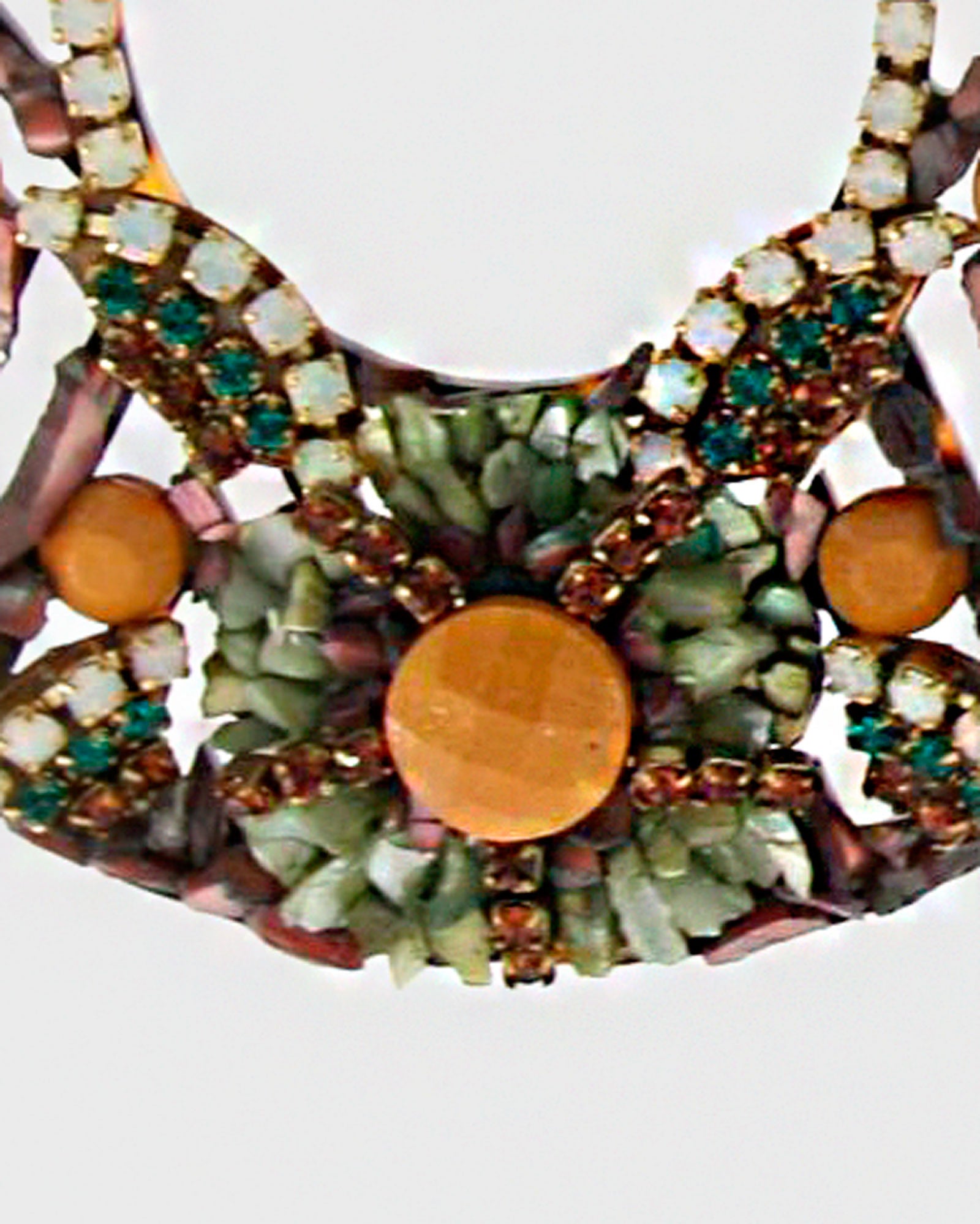 Bell earrings with mother-of-pearl and rhinestones 