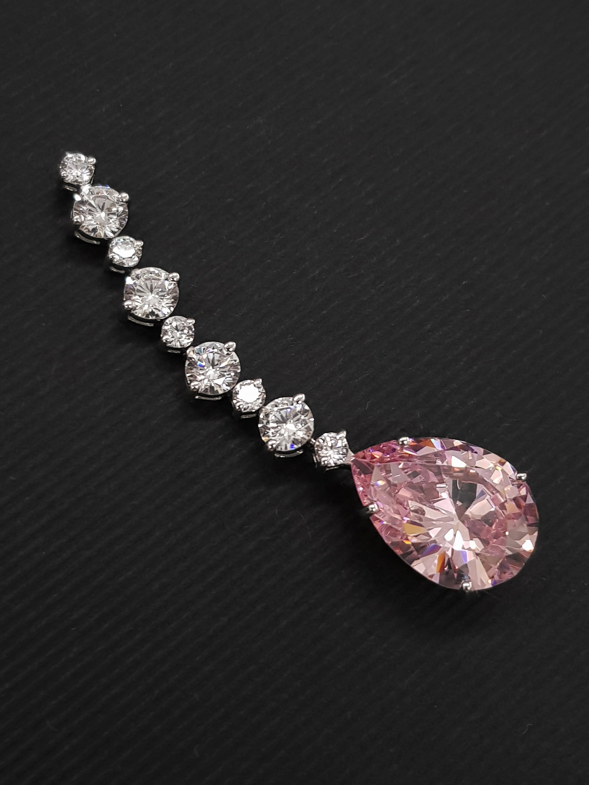 Pendiente plata y zirconita rosa