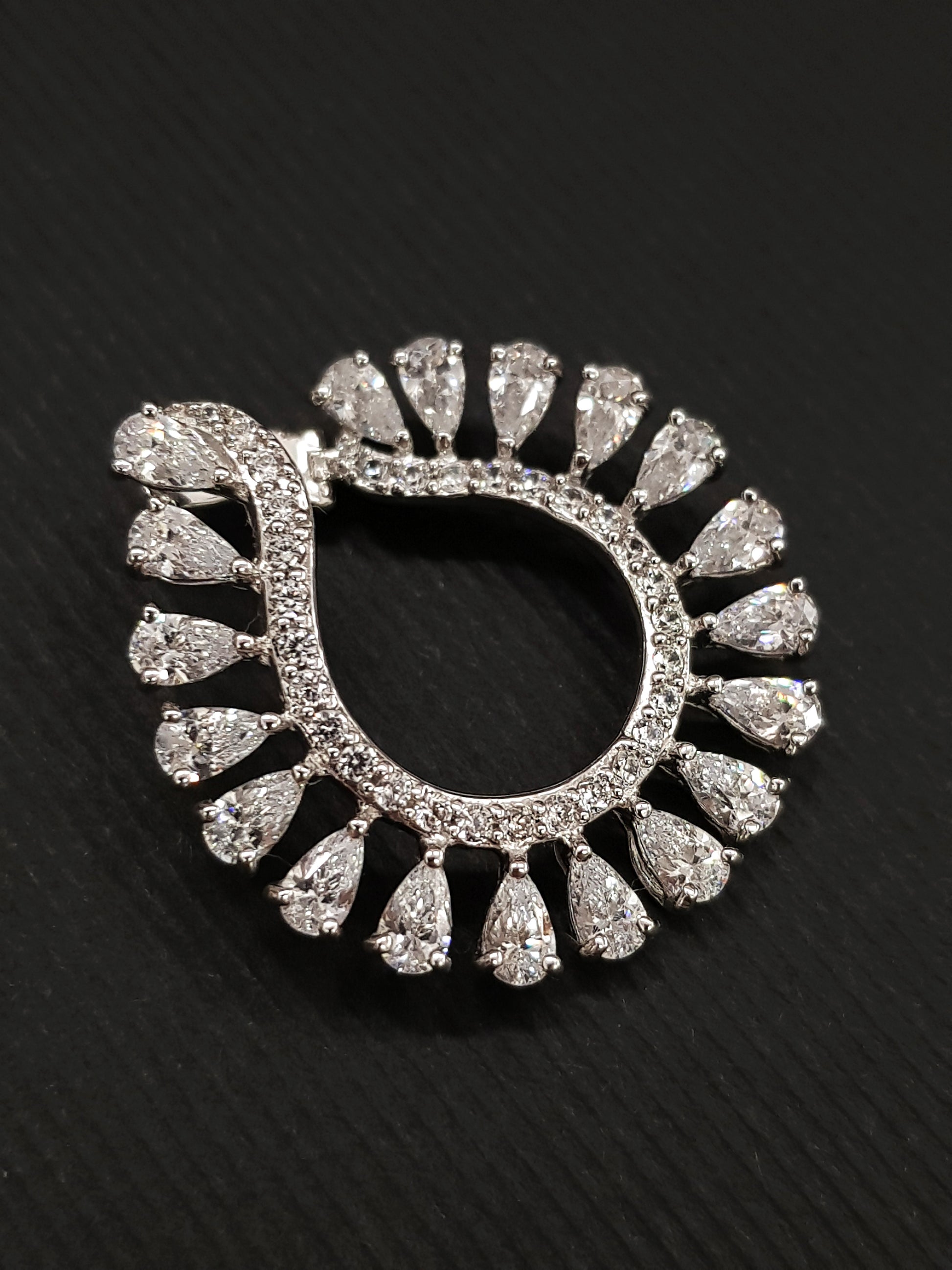 Pendientes plata y zirconita aro frontal