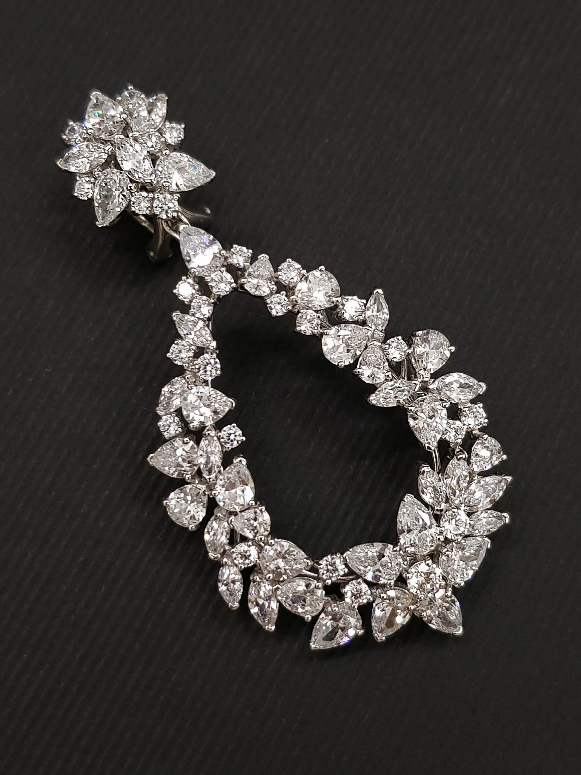 Silver and cubic zirconia teardrop earrings 