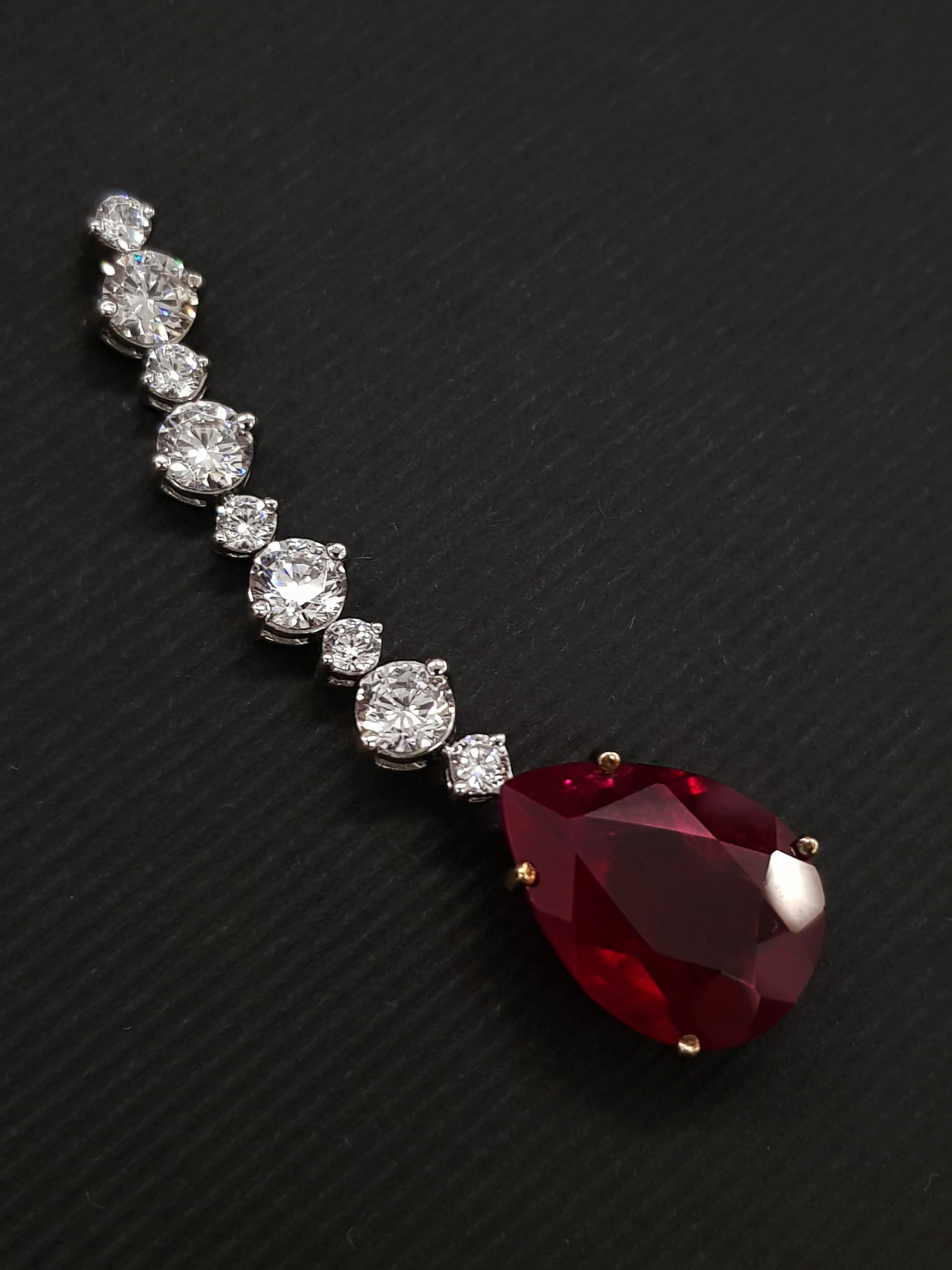 Pendientes plata y zirconita rubí