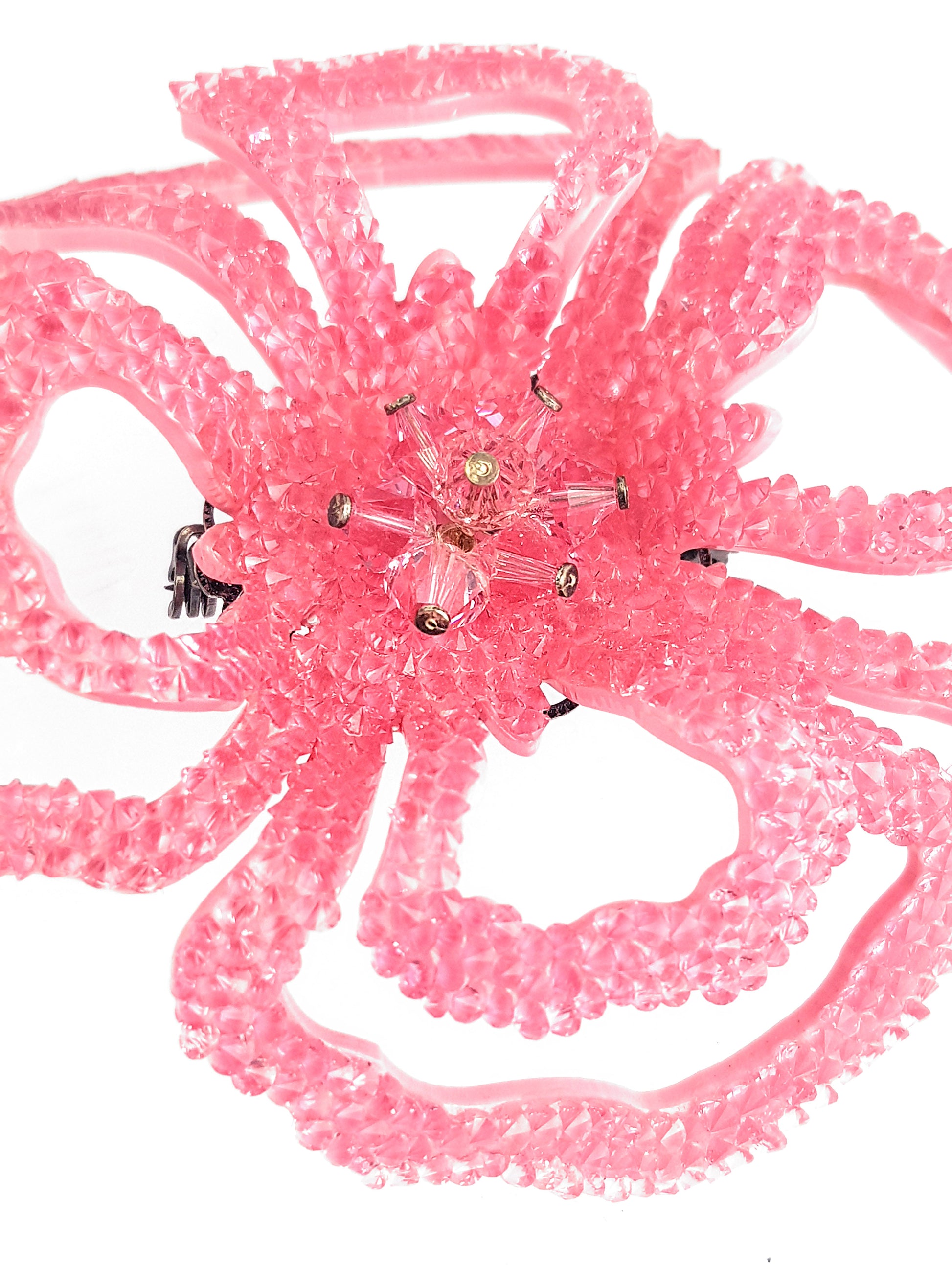 Broche swarovski flor rosa