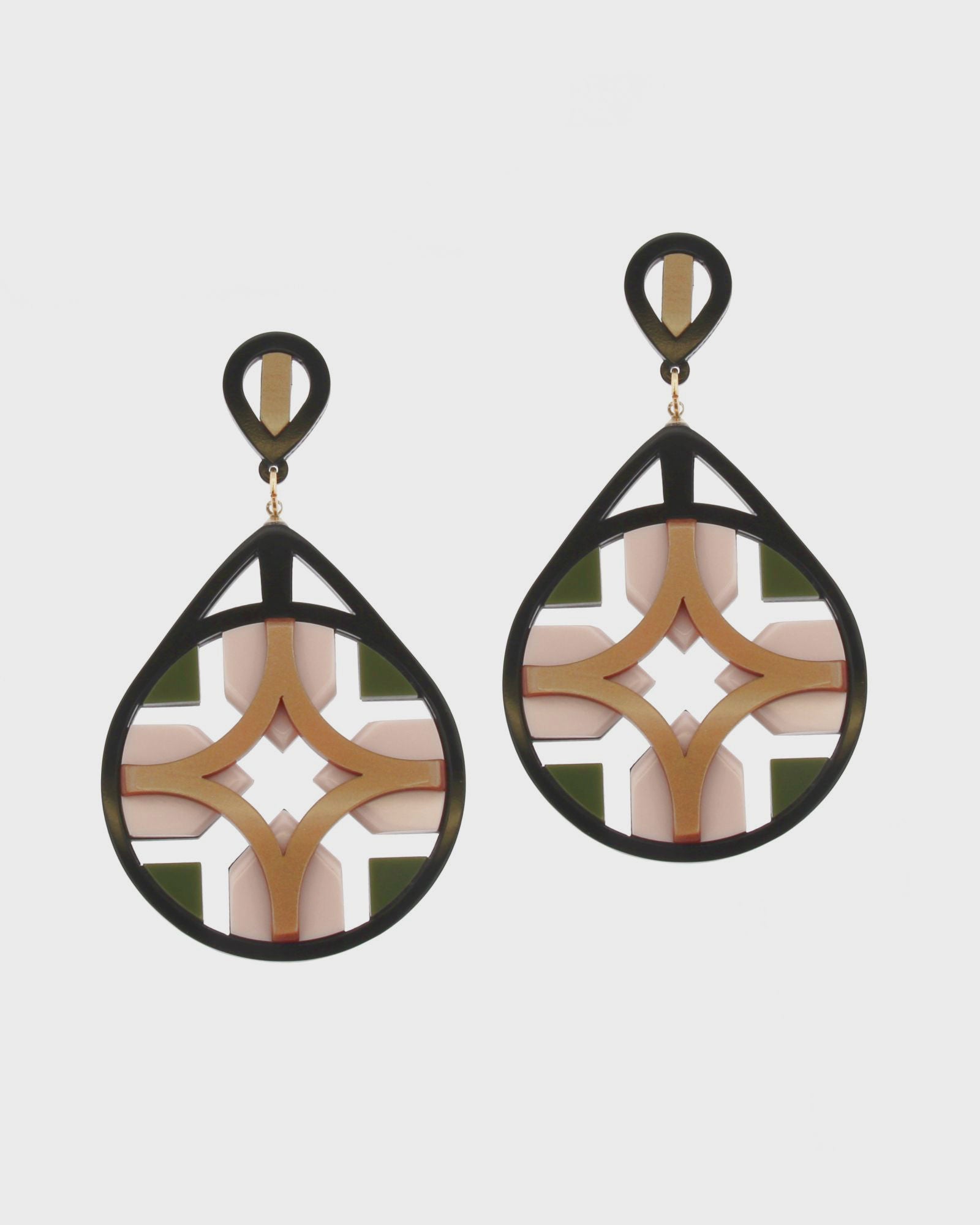 Pendiente Celosía Rosa y Verde