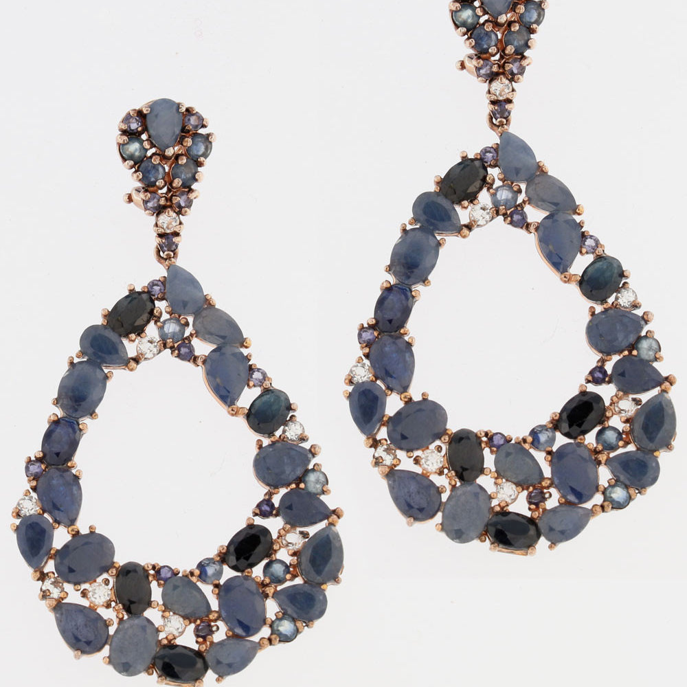 Pendientes azules de iolitas y labradoritas