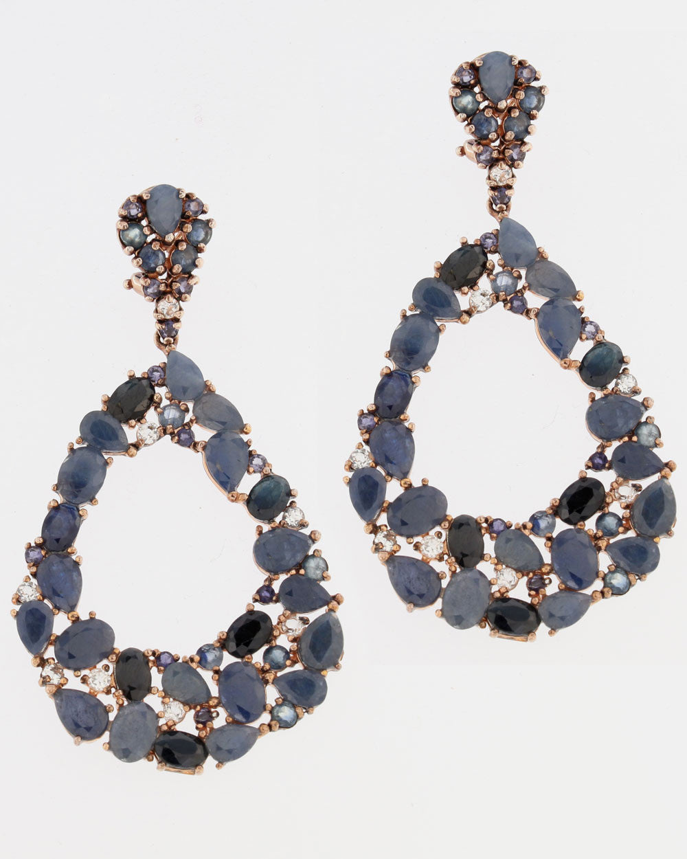 Pendientes azules de iolitas y labradoritas